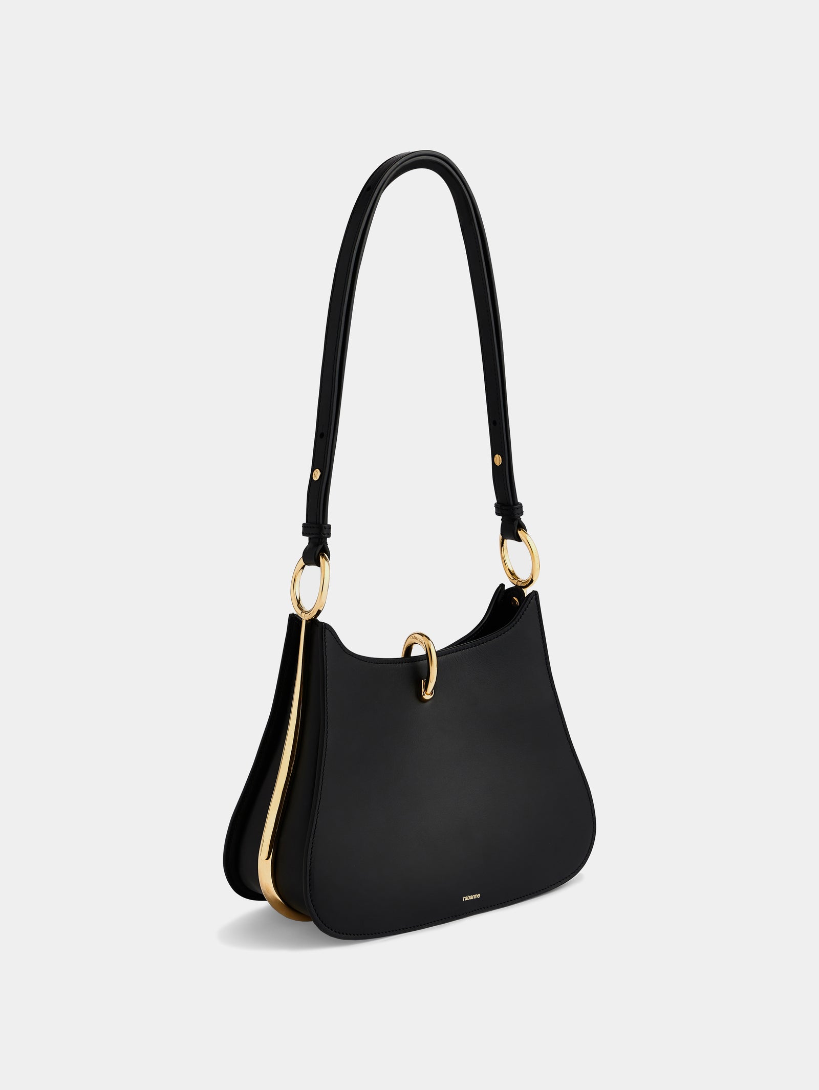 Medium ring leather bag black position 2 - Image 2