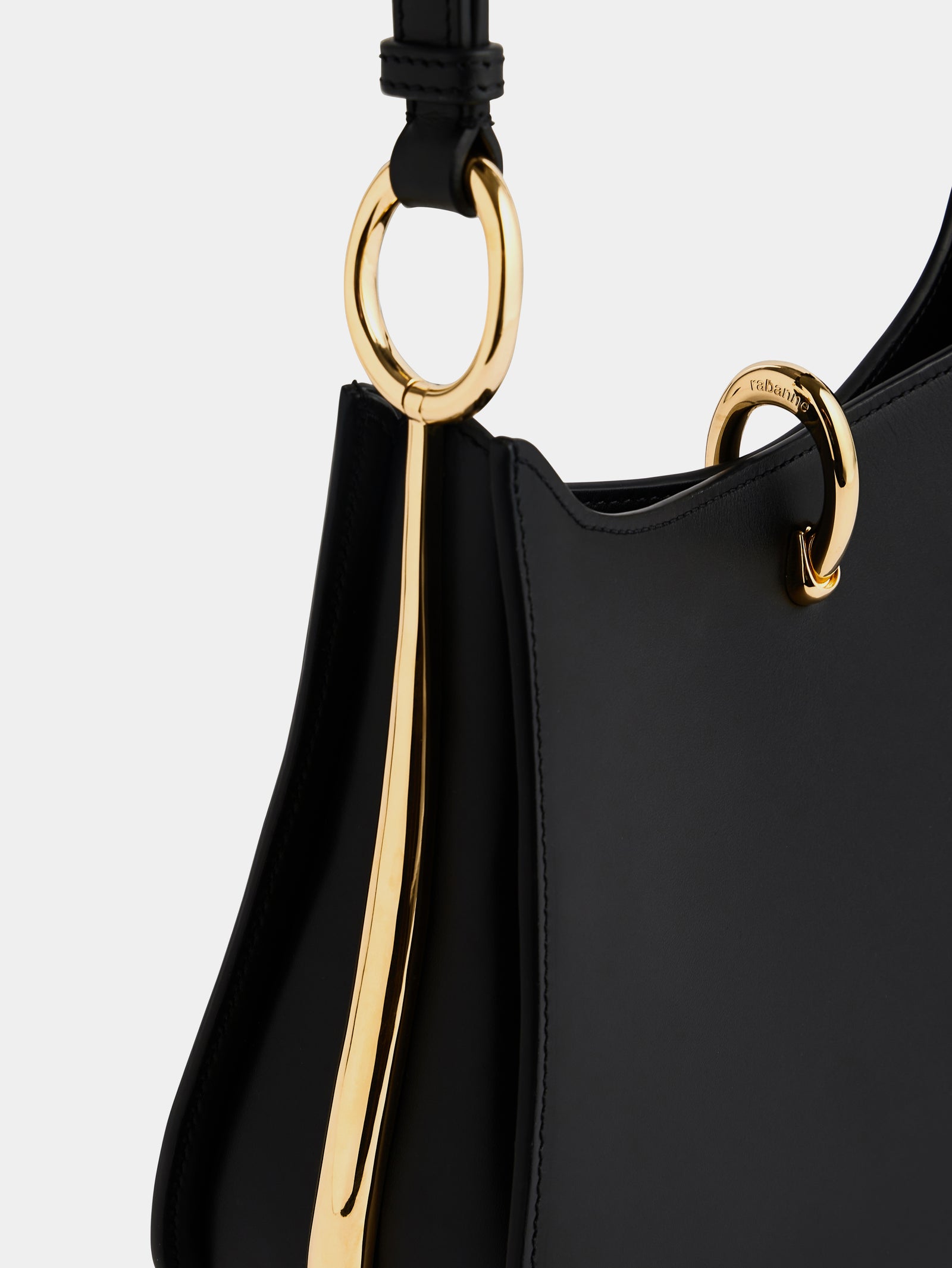 Medium ring leather bag black position 3 - Image 3
