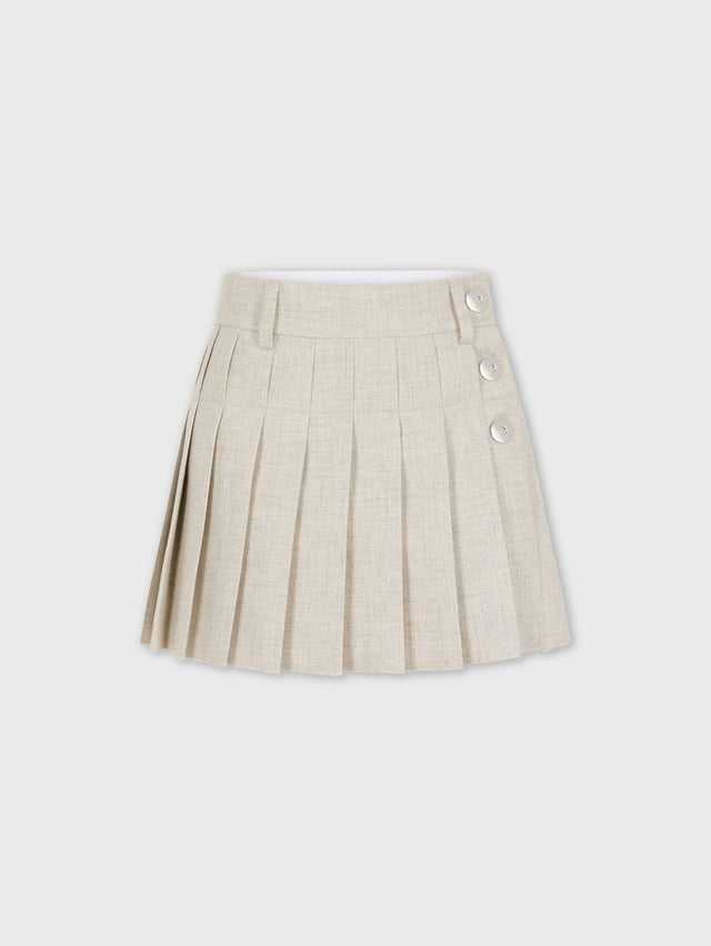 BEIGE MINI SKIRT IN MOTTLED WOOL