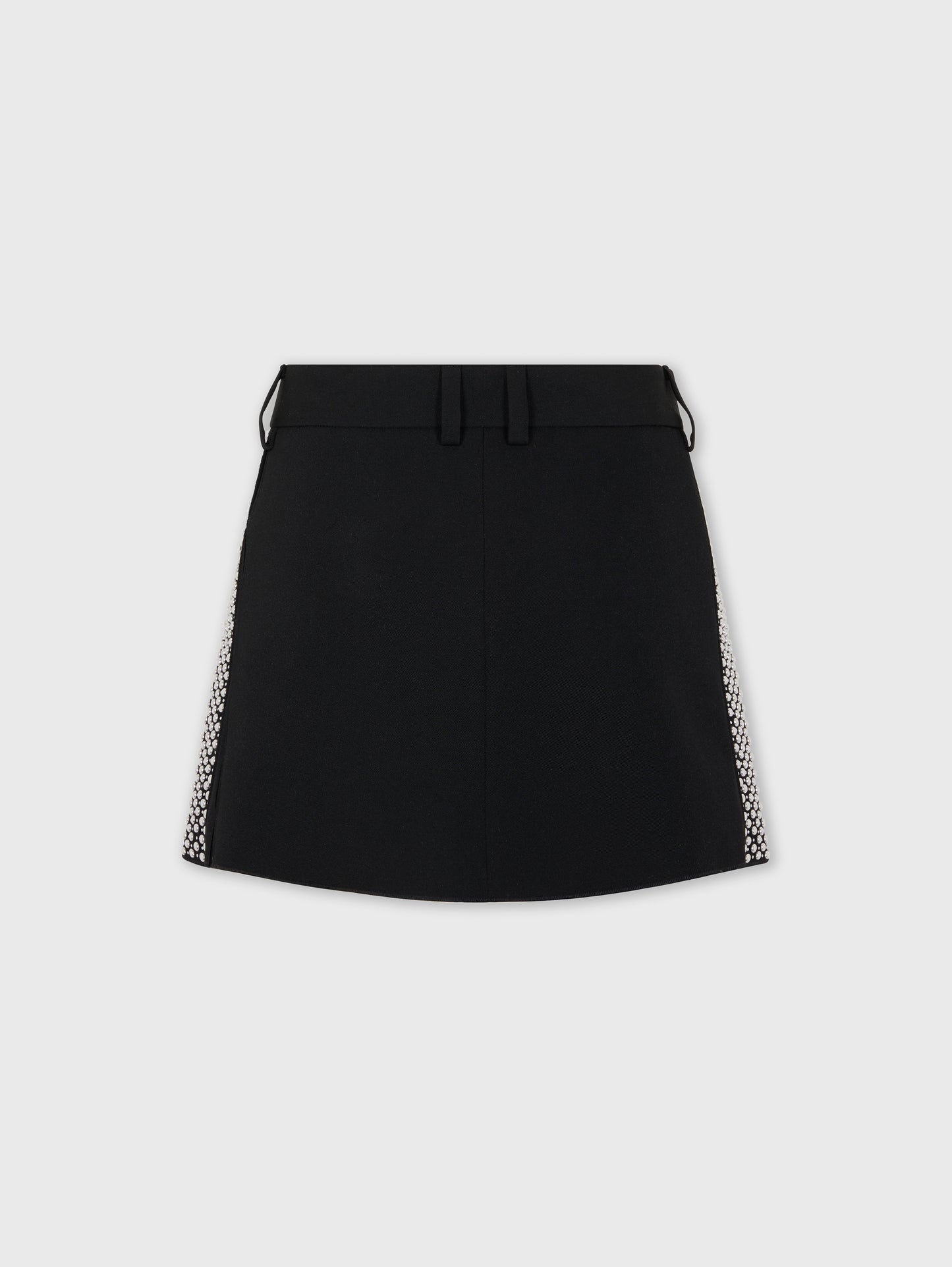 EMBROIDERED MINI SKIRT IN WOOL GRAIN DE POUDRE position 2