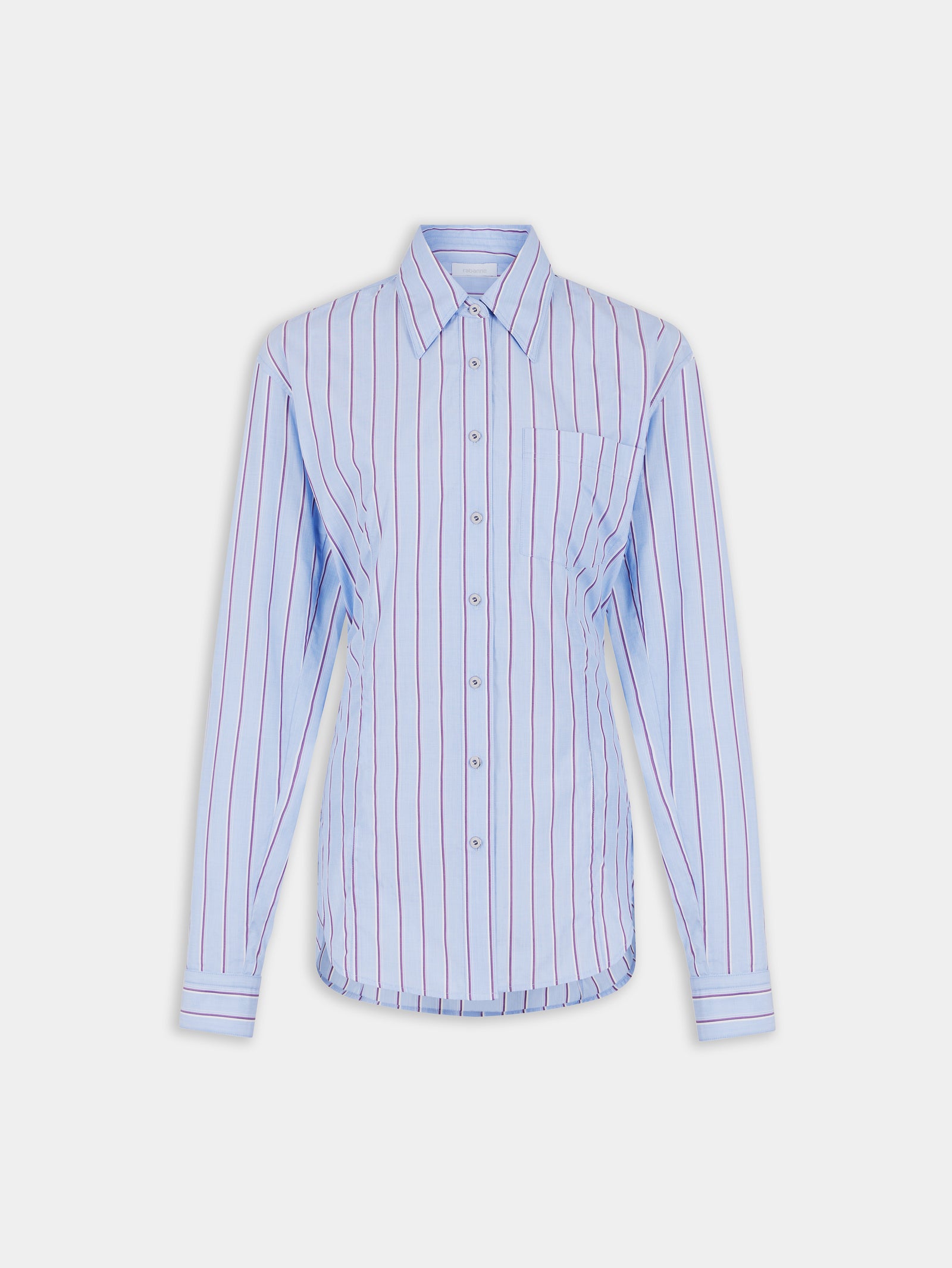 STRIPED WHITE AND BLUE SHIRT IN COTTON POPLIN position 1 - Image 1
