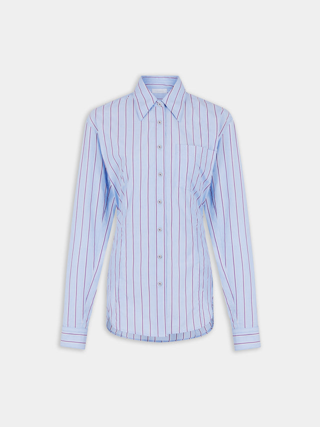 STRIPED WHITE AND BLUE SHIRT IN COTTON POPLIN