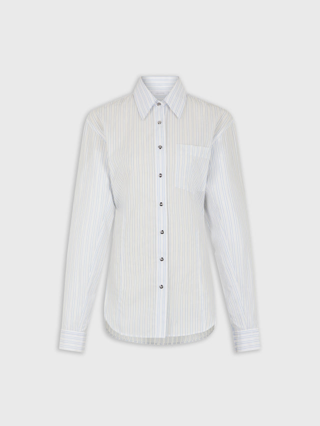 WHITE STRIPED SHIRT IN COTTON POPLIN