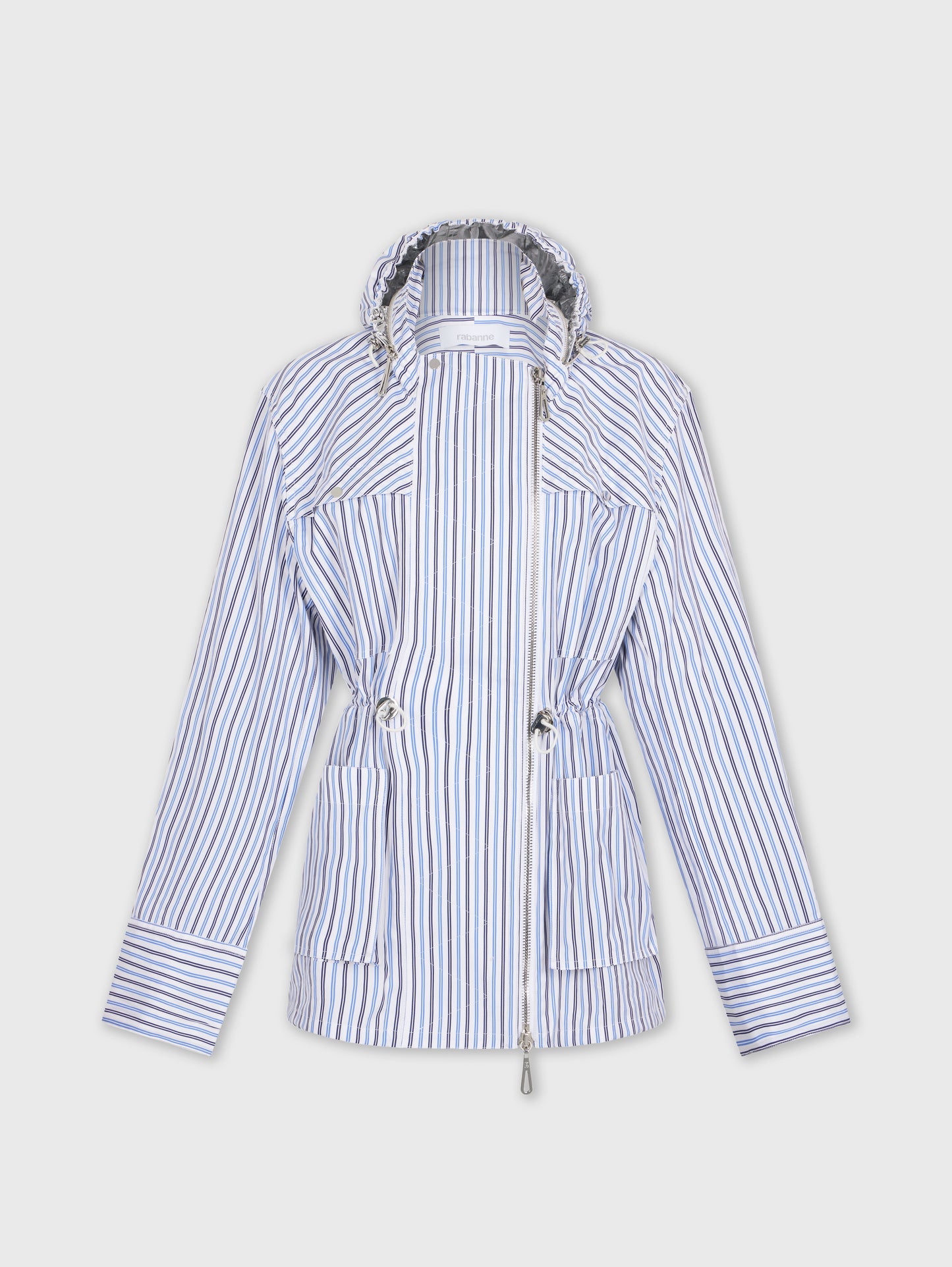 LIGHT BLUE HOODED PARKA IN COTTON POPLIN position 1