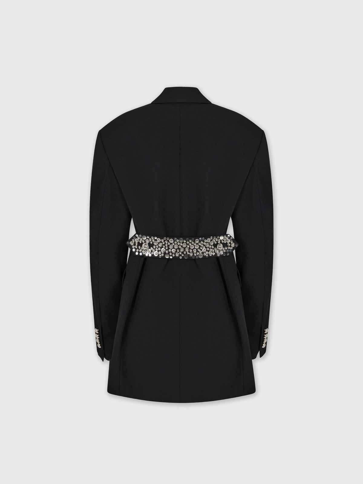 BLACK EMBROIDERED BLAZER IN WOOL GRAIN DE POUDRE position 2