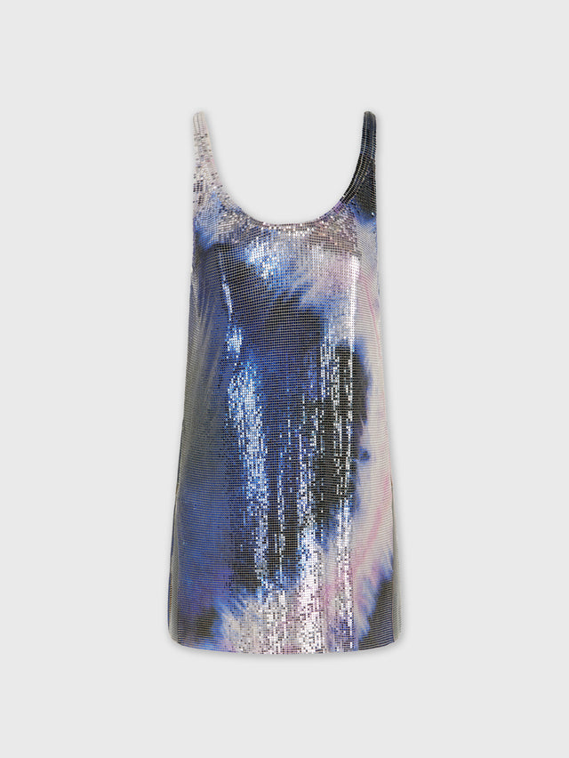 TIE-DYE BLUE TANK TOP IN PRINTED MESH