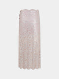 LIGHT PINK LONG SKIRT IN LACE WITH SILVER INDUCTION position 1