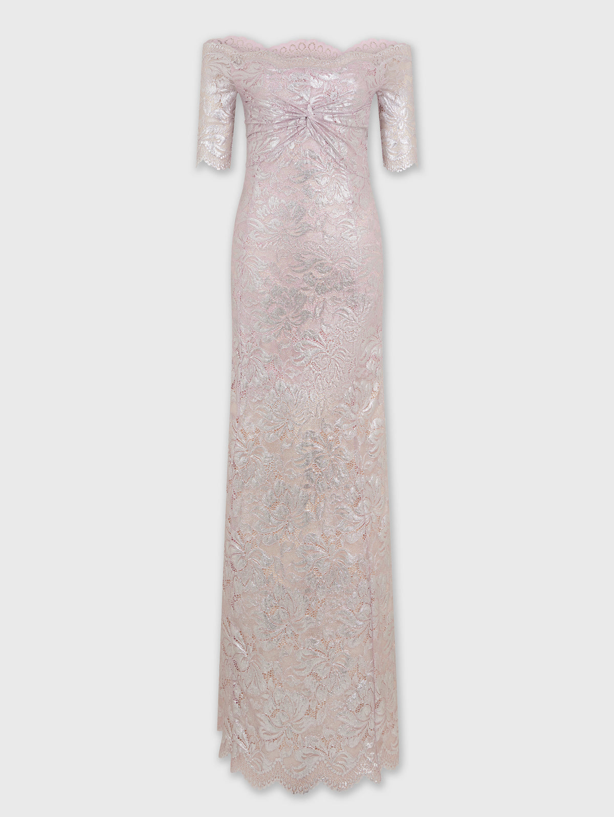PINK LONG DRESS IN LACE WITH SILVER INDUCTION position 6
