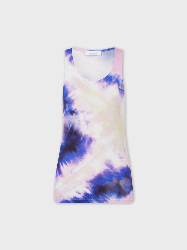 PINK TIE-DYE TANK TOP IN PRINTED JERSEY