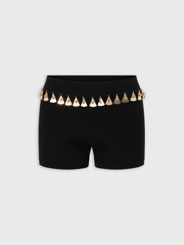 BLACK MINI SHORTS IN COTTON AND SILK KNIT