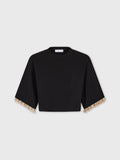 BLACK CROP JUMPER IN COTTON AND SILK KNIT position 1