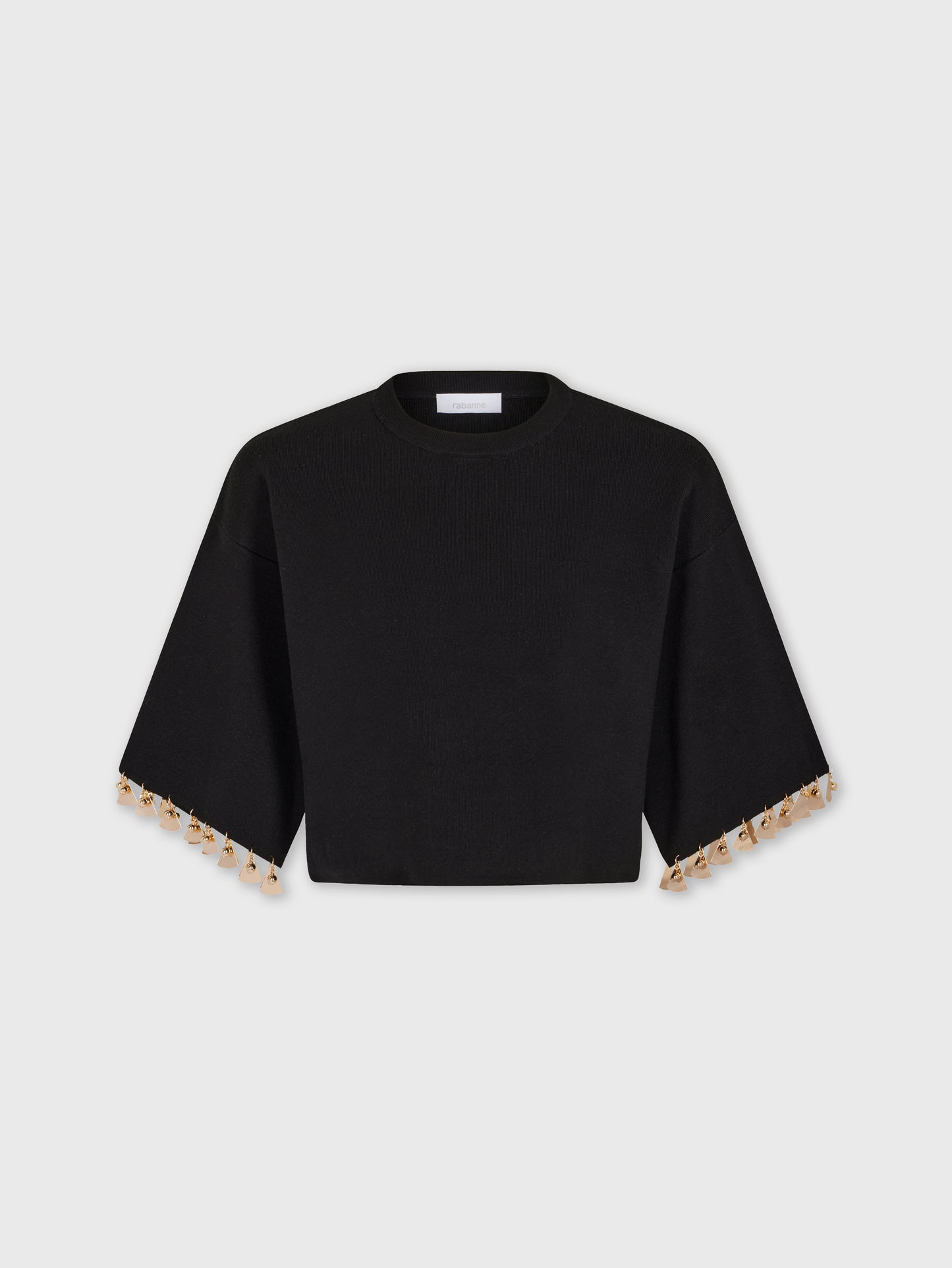 BLACK CROP JUMPER IN COTTON AND SILK KNIT position 1