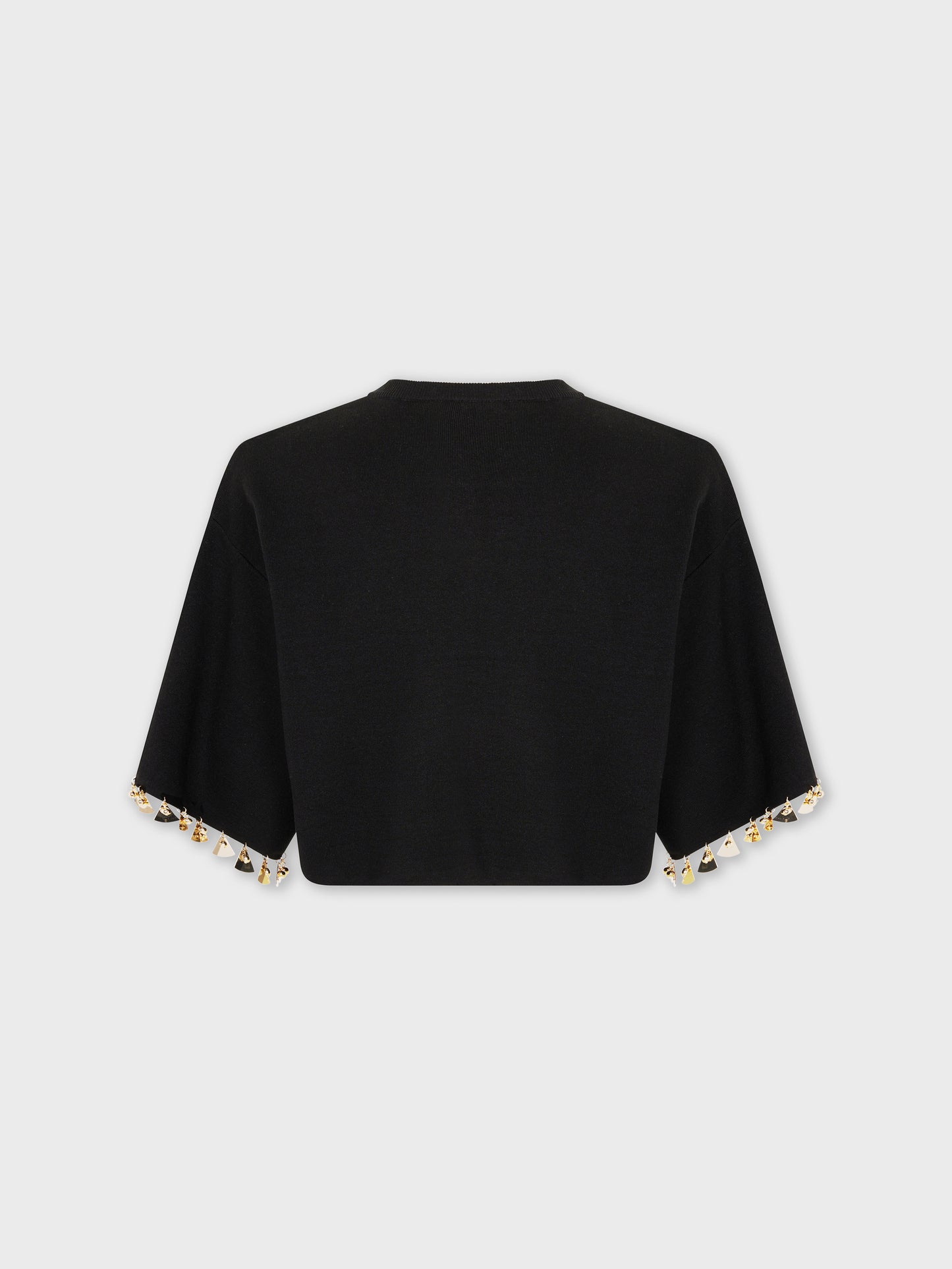 BLACK CROP JUMPER IN COTTON AND SILK KNIT position 6