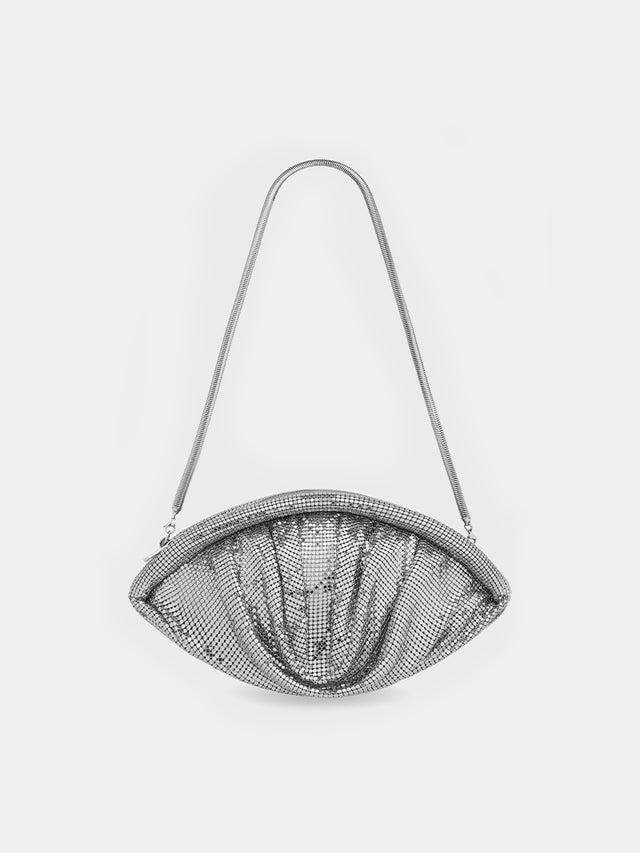 SILVER MESH EVENING CLUTCH