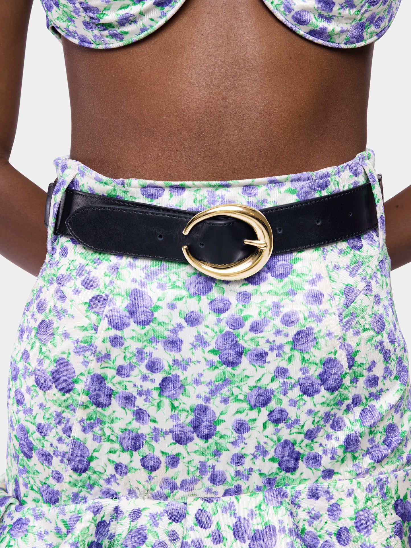 Ceinture Ring en cuir classique noir et or