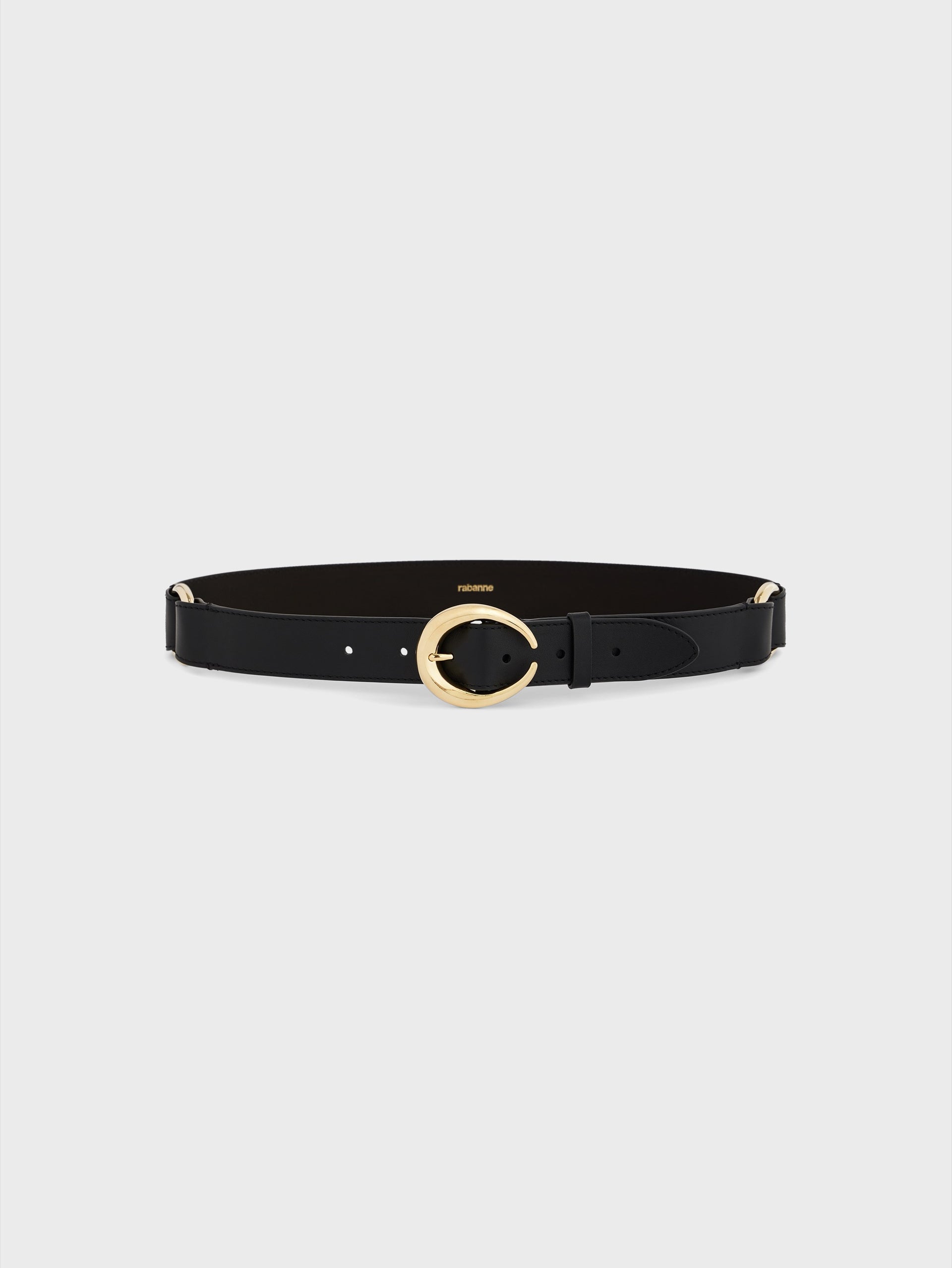 Ceinture Ring en cuir classique noir et or