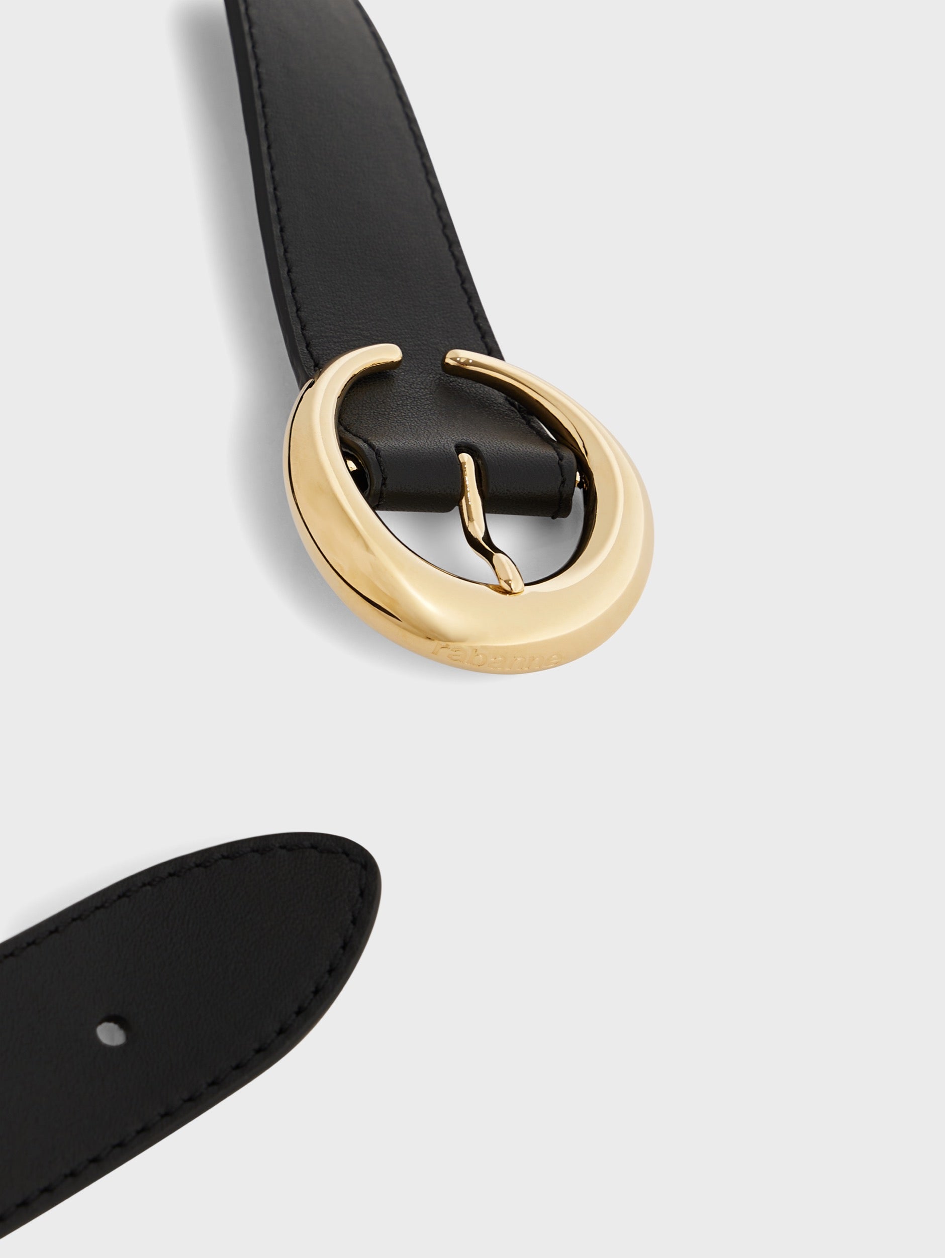 Ceinture Ring en cuir classique noir et or