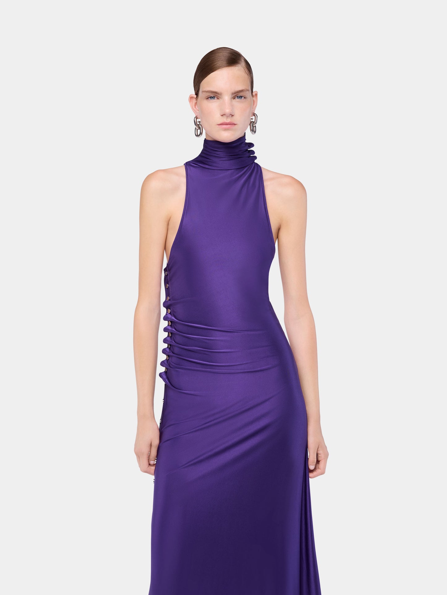 Midi draped jersey dress