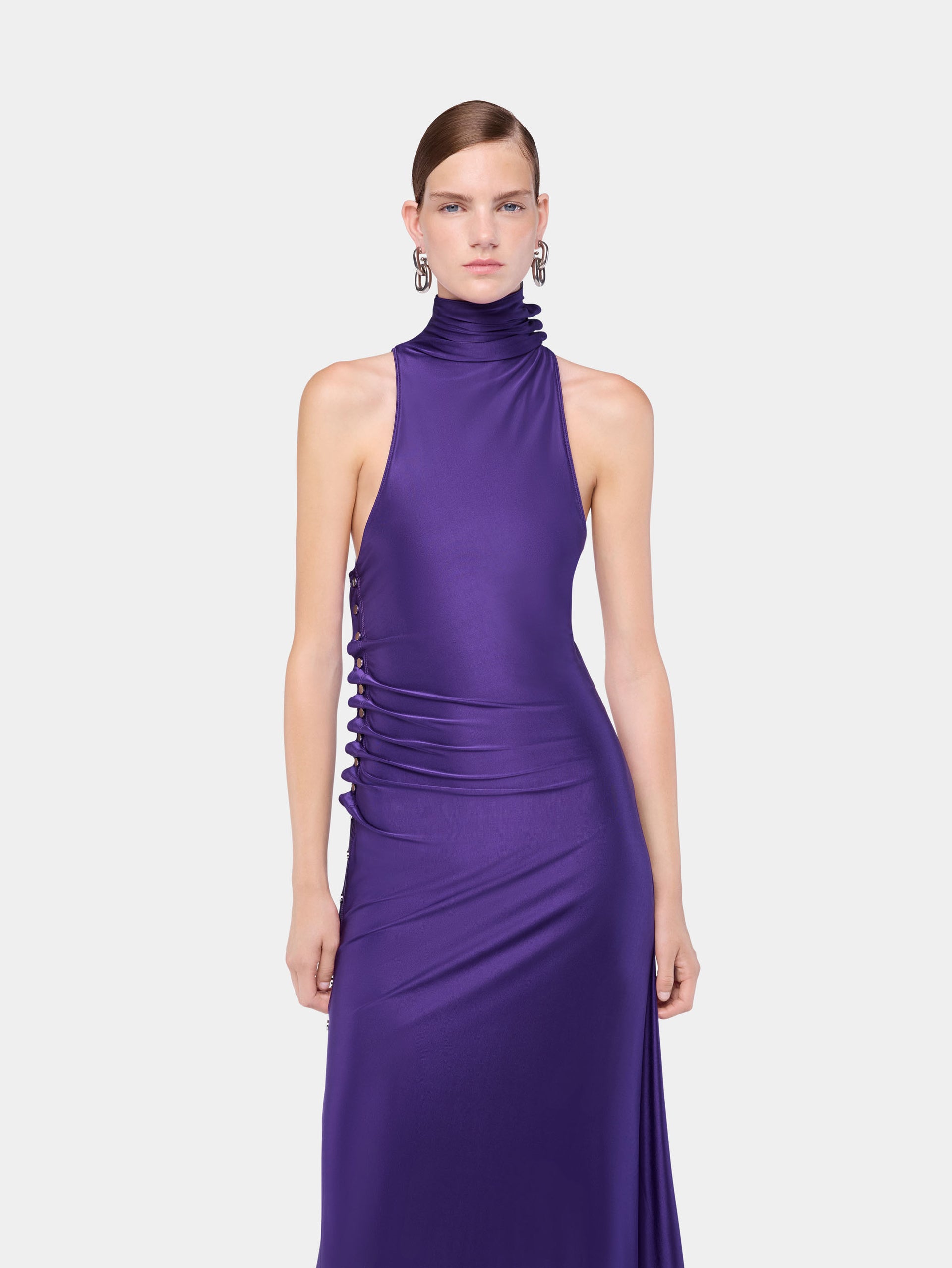 Midi draped jersey dress