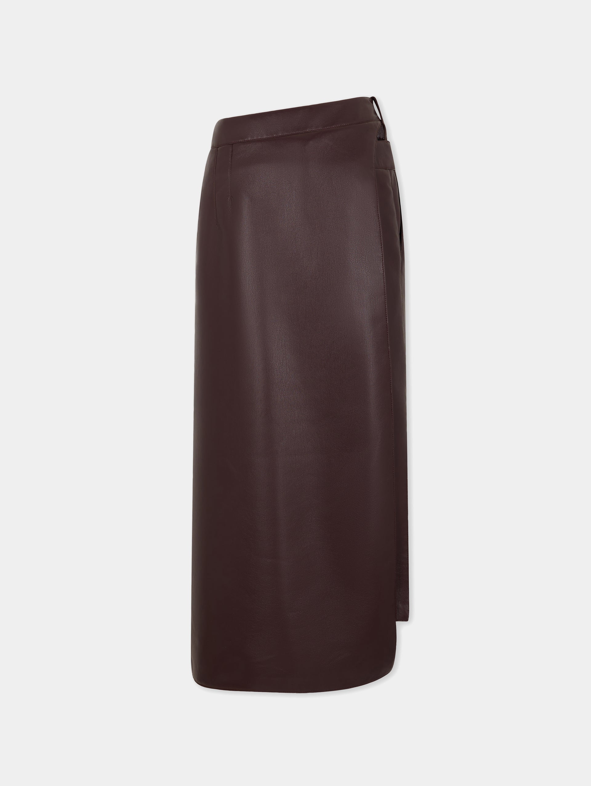 Double layer midi skirt in fake leather