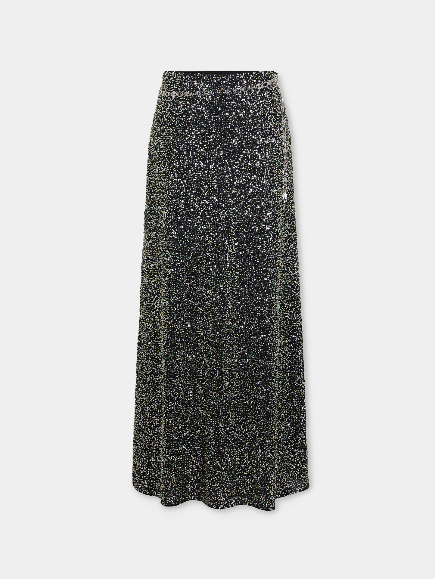 Long skirt in crepe with sequin embroidery details