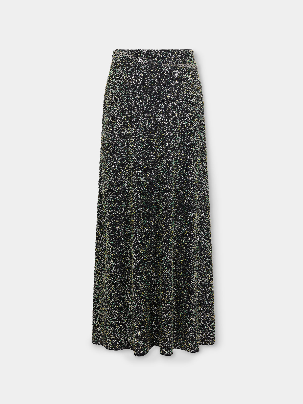 Long skirt in crepe with sequin embroidery details position 1 - Image 1