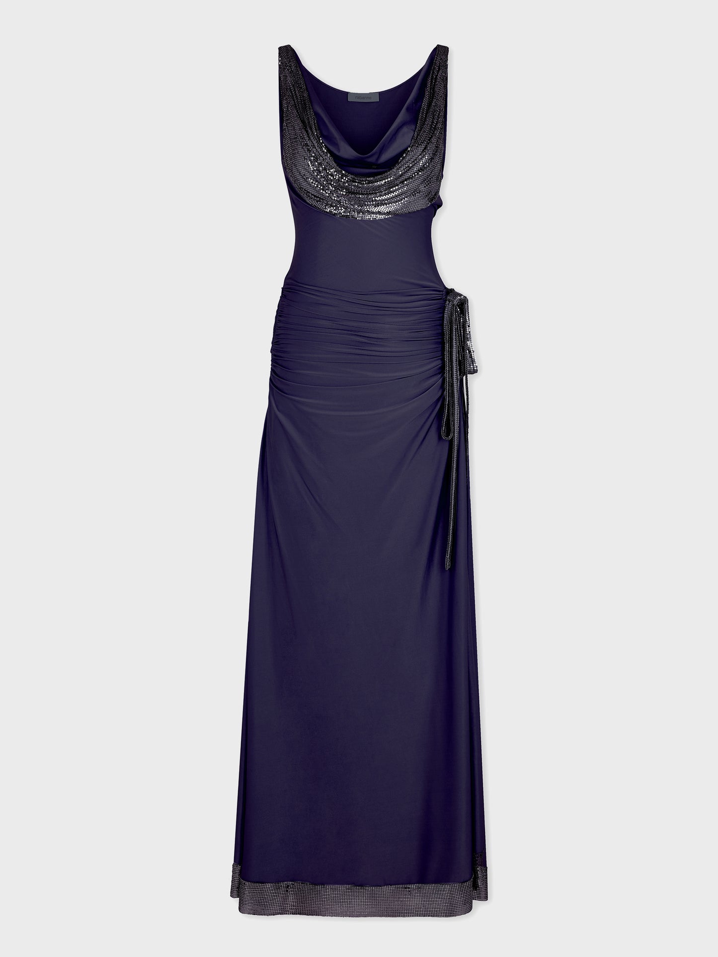 Long dress in mesh and jersey