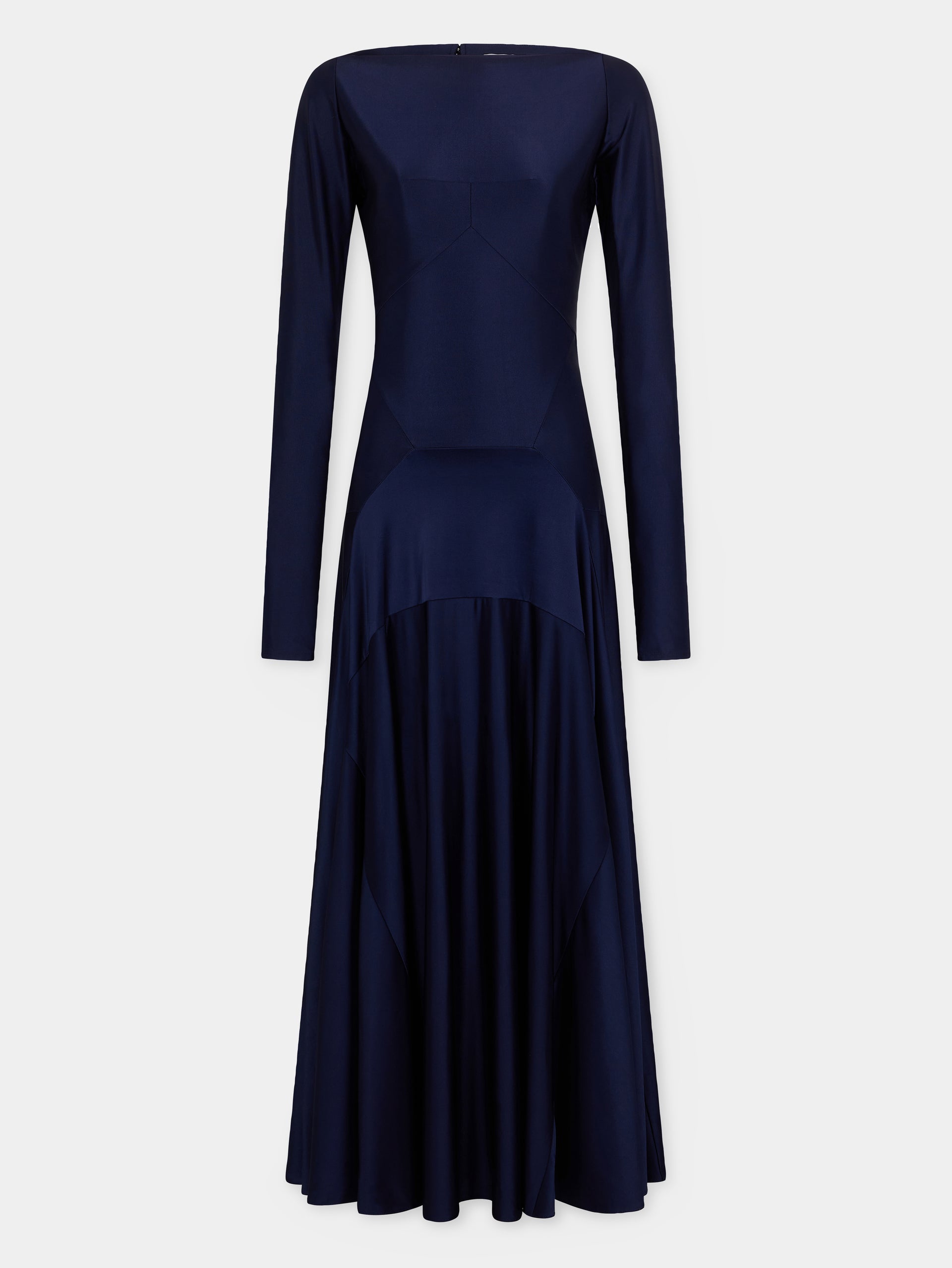 Long dress in jersey with godet details