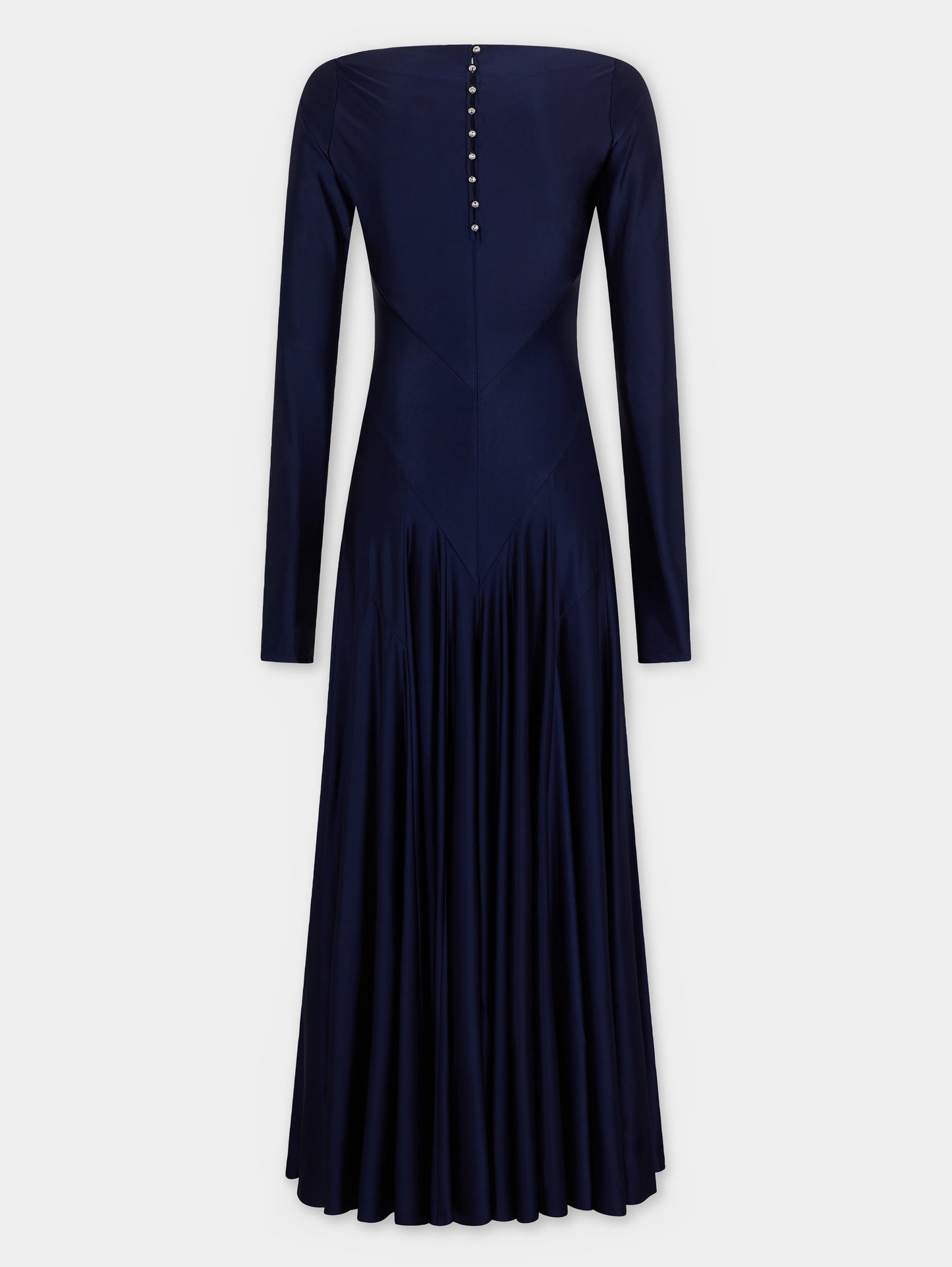 Long dress in jersey with godet details