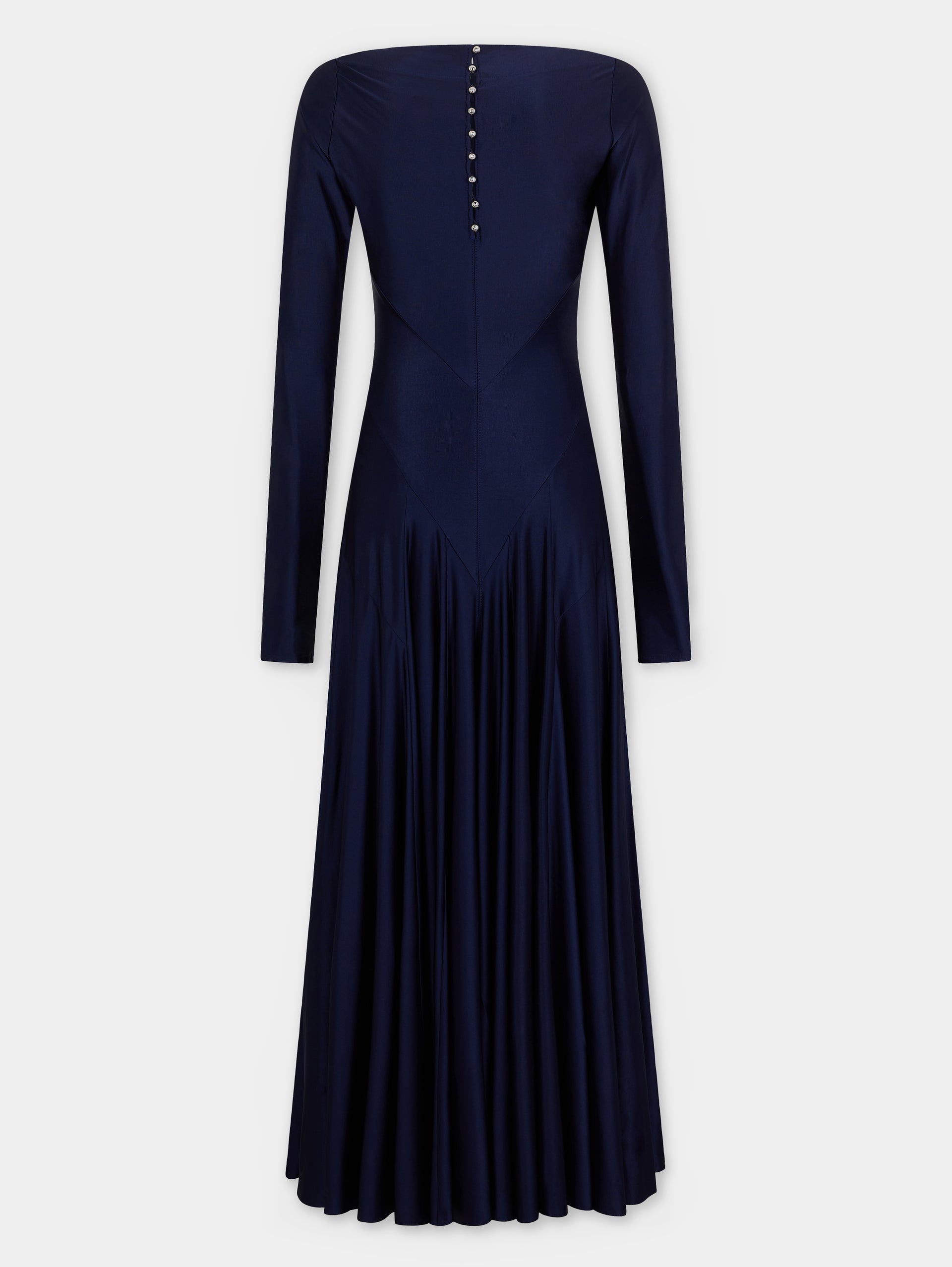 Long dress in jersey with godet details