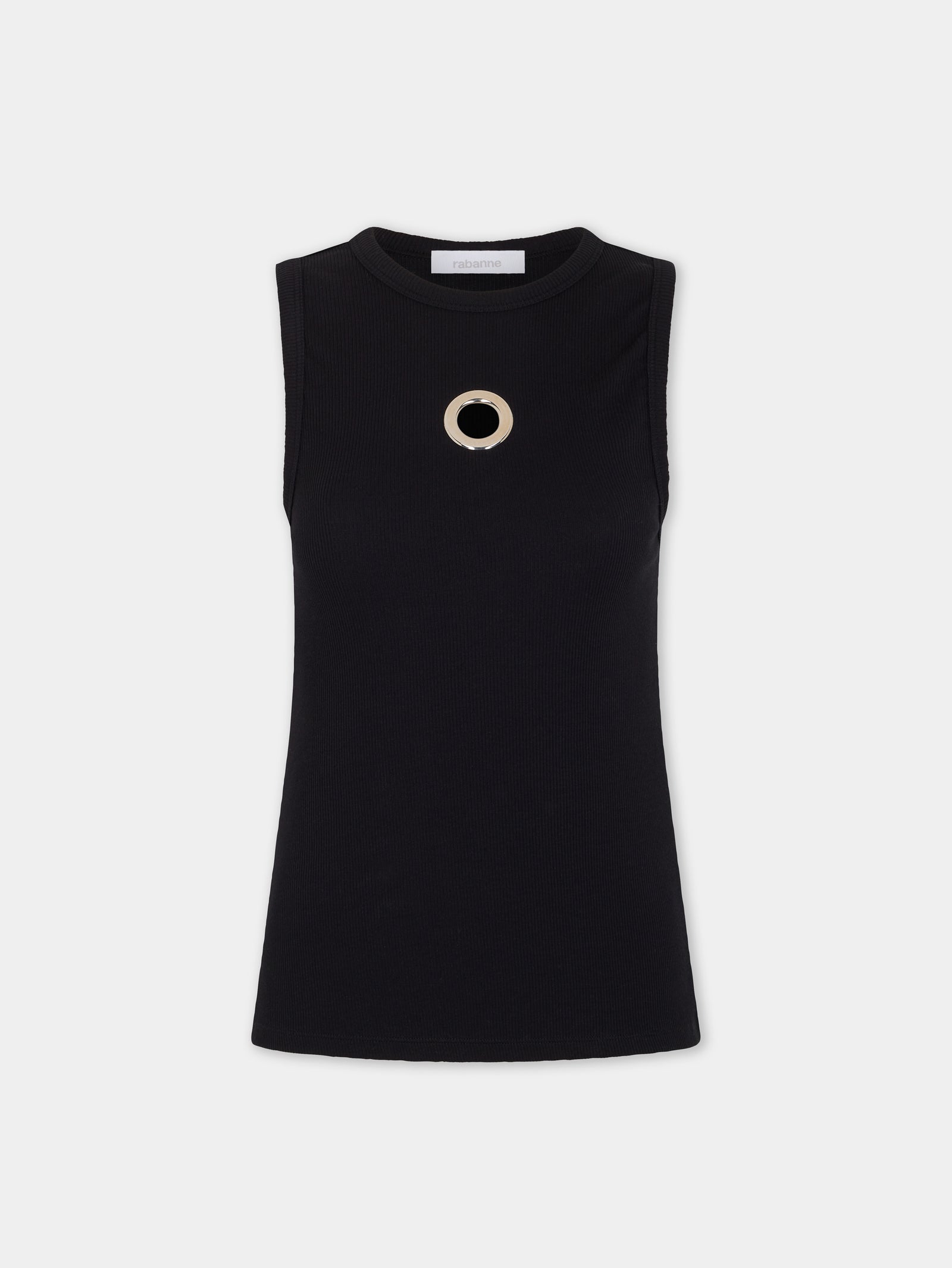 Tank top in cotton black position 1 - Image 1