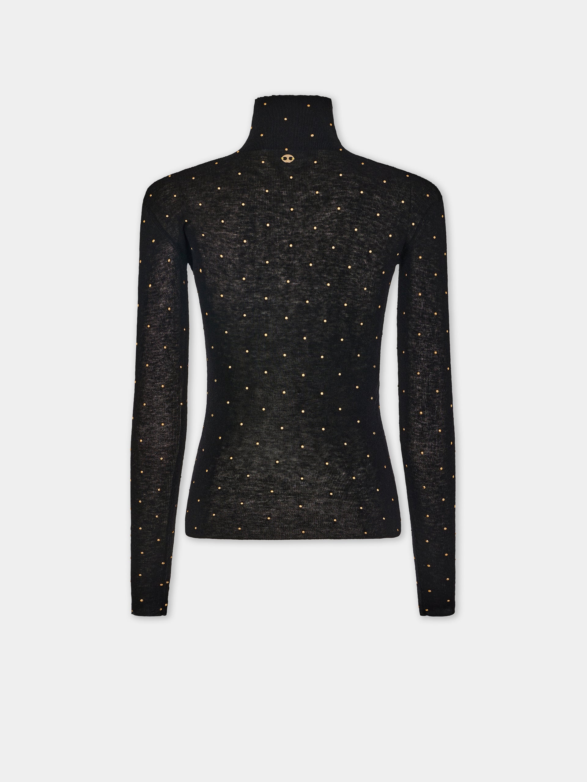 Second-skin turtleneck top in wool