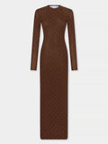 Long second-skin dress in wool