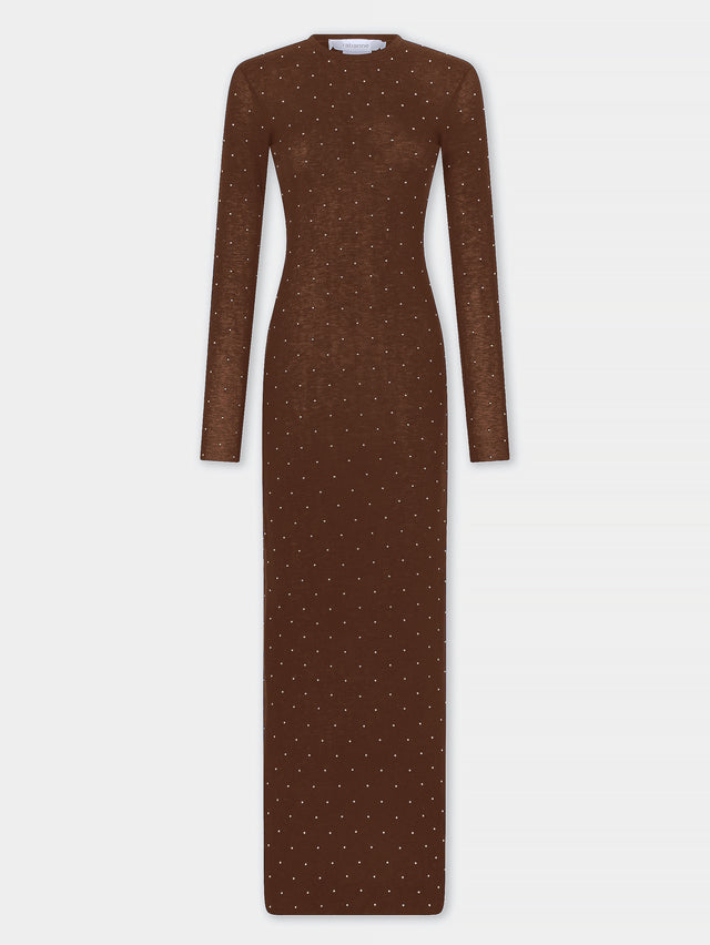 Long second-skin dress in wool - Image 1