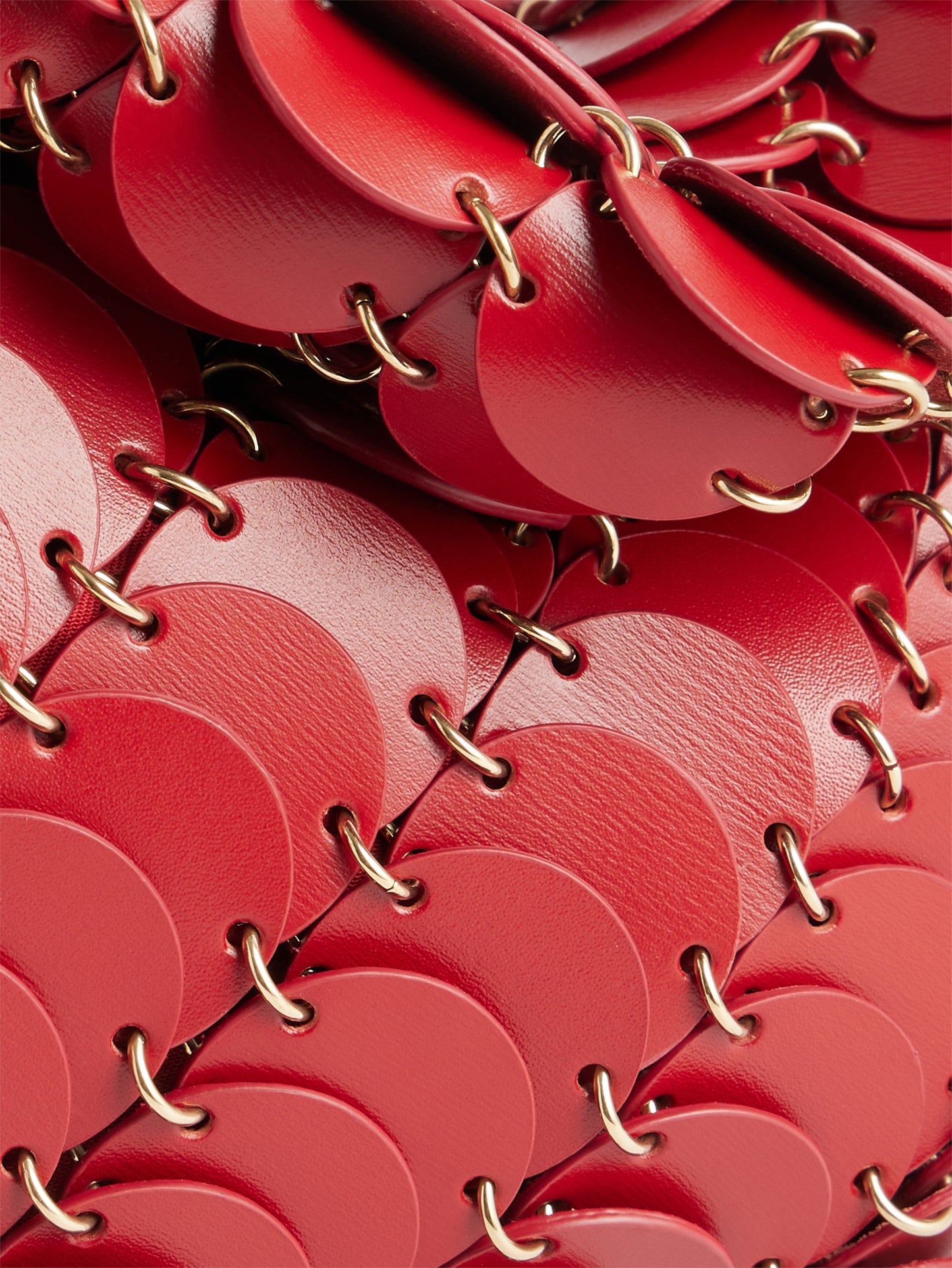 Red Paco shoulder clutch in calfskin leather