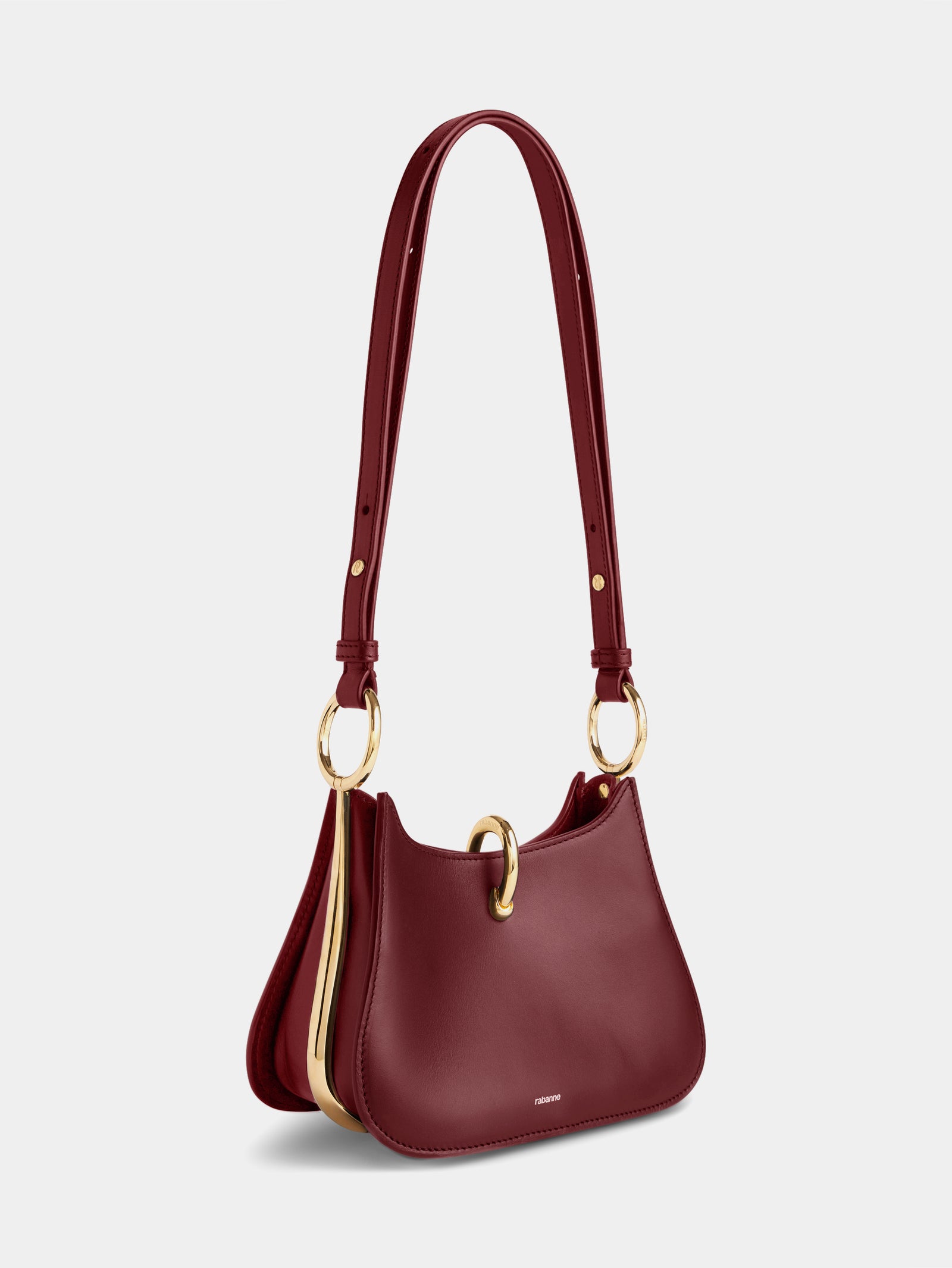 Small Ring leather bag burgundy position 2 - Image 2