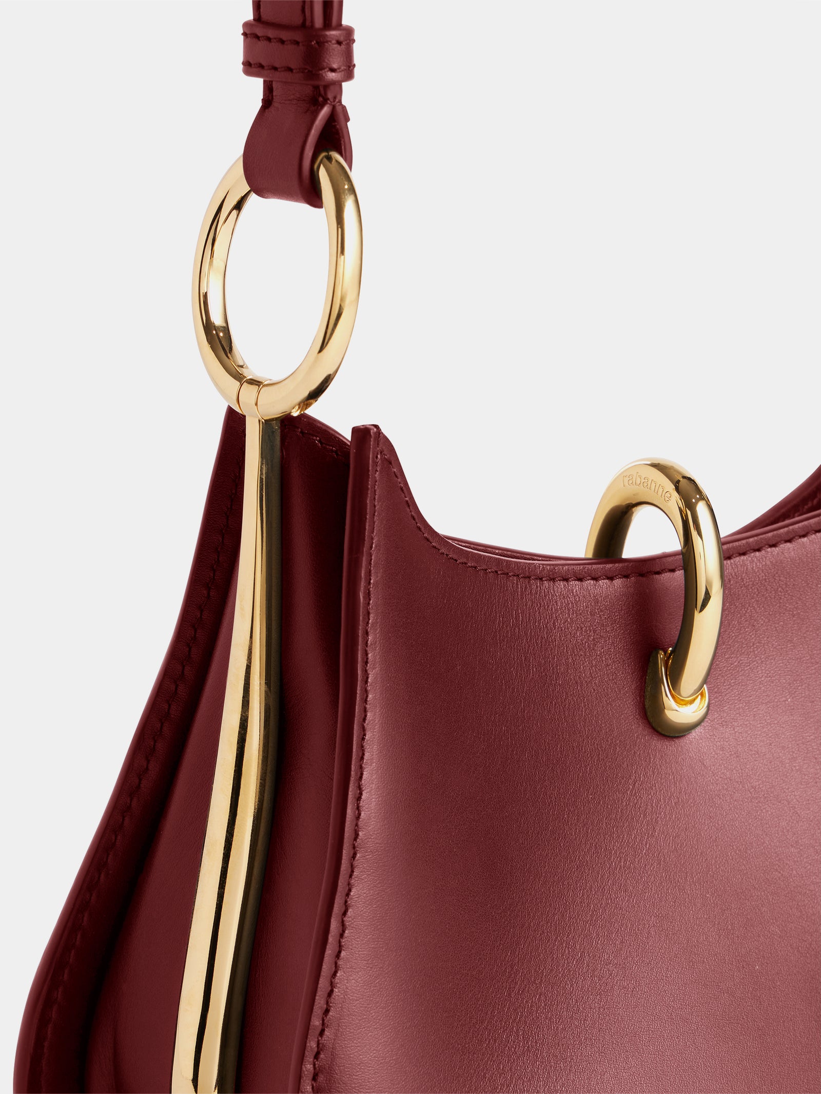 Small Ring leather bag burgundy position 3 - Image 3