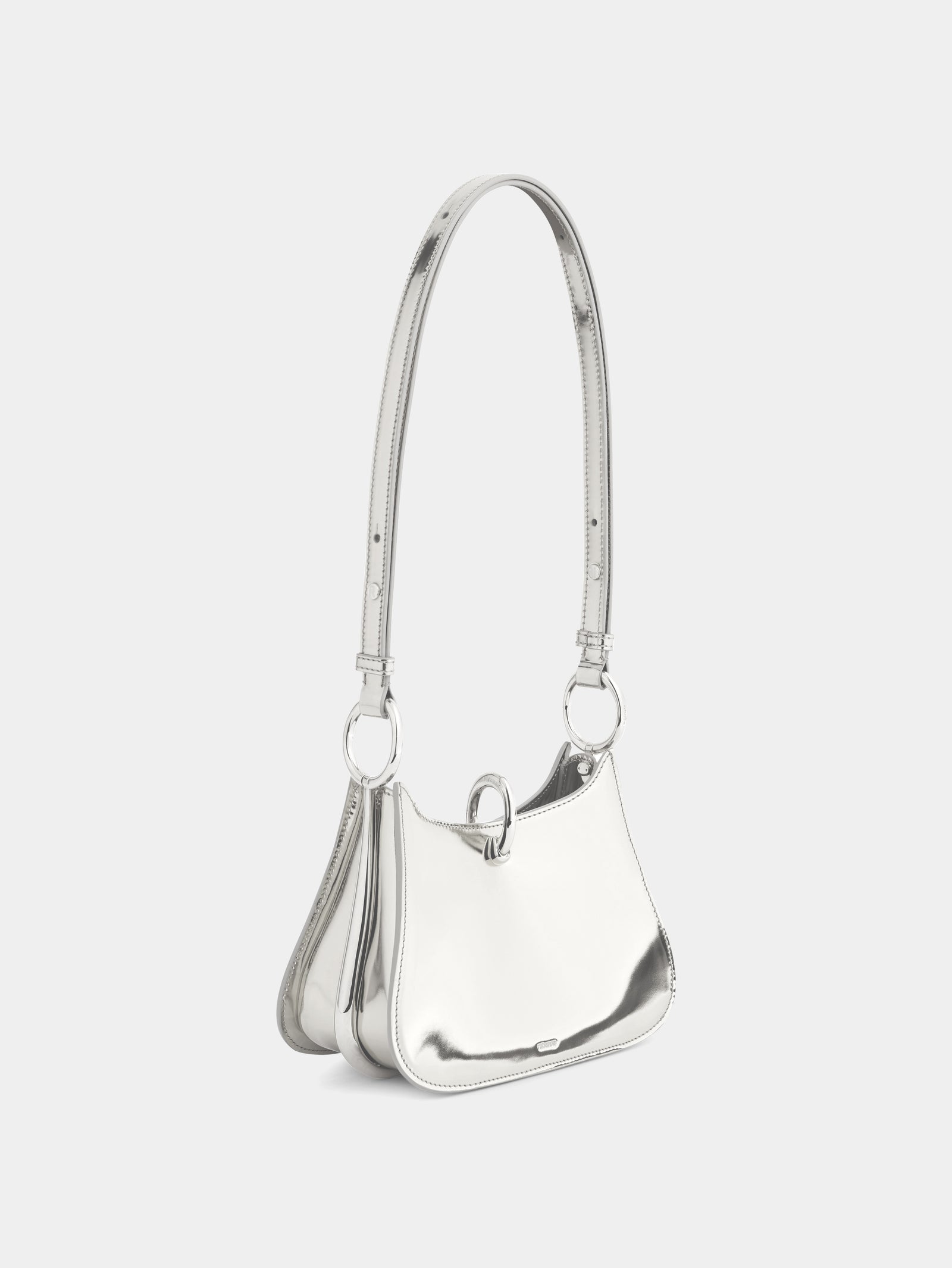Small ring leather bag silver position 3 - Image 3