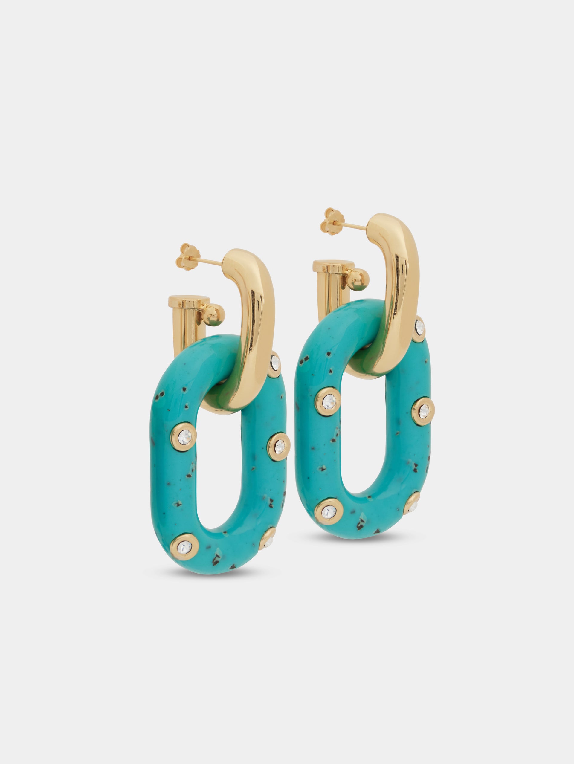 BLUE XL LINK OVERSIZED PALM SPRING EARRINGS