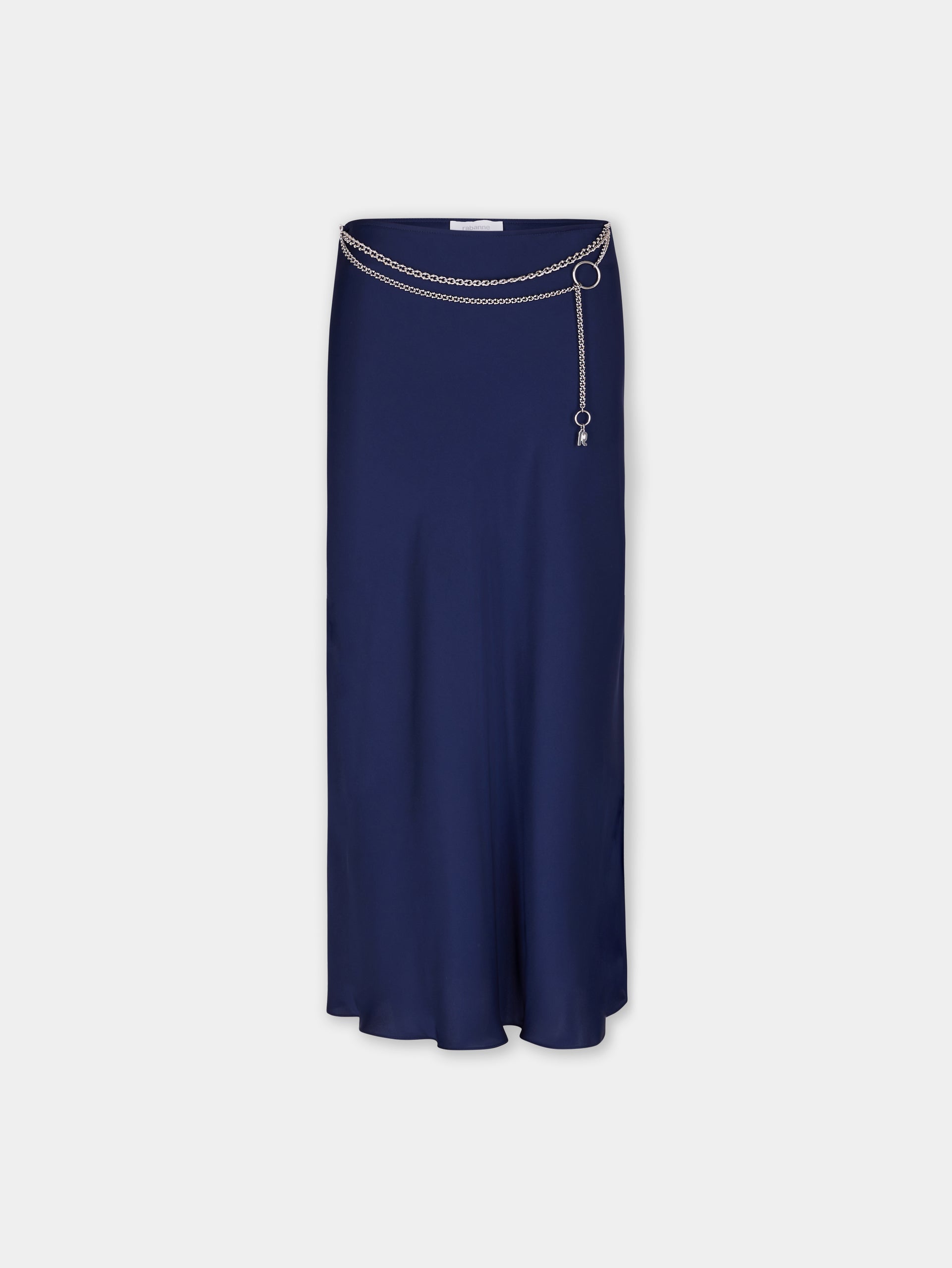 BLUE NAVY LONG SKIRT IN SATIN