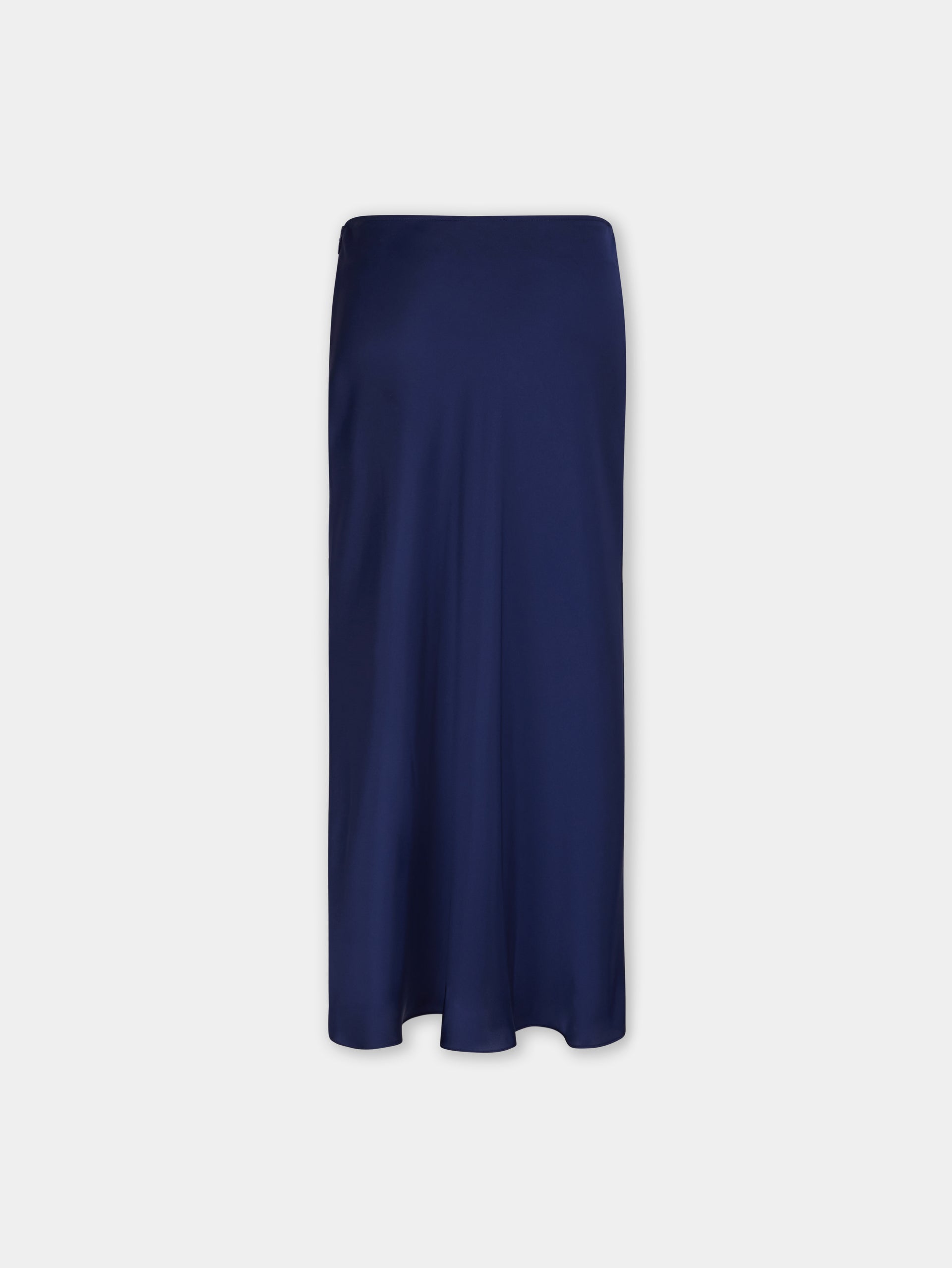 BLUE NAVY LONG SKIRT IN SATIN