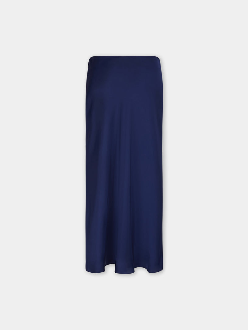 BLUE NAVY LONG SKIRT IN SATIN