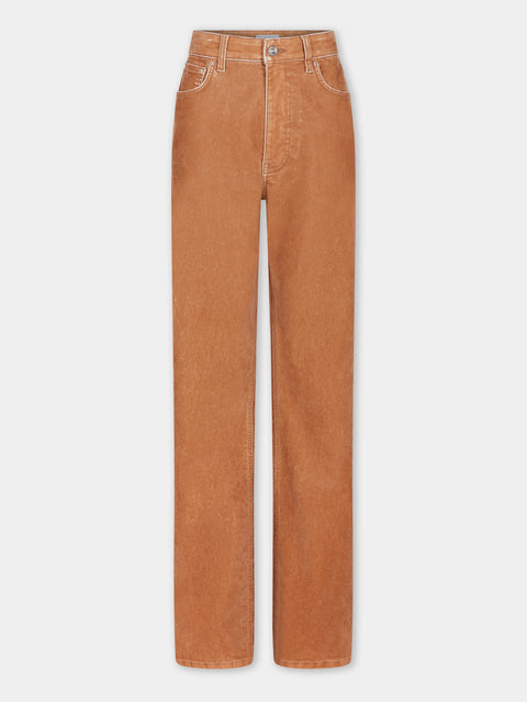 CARAMEL FLARED DENIM TROUSERS