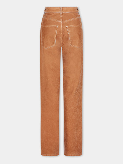 CARAMEL FLARED DENIM TROUSERS