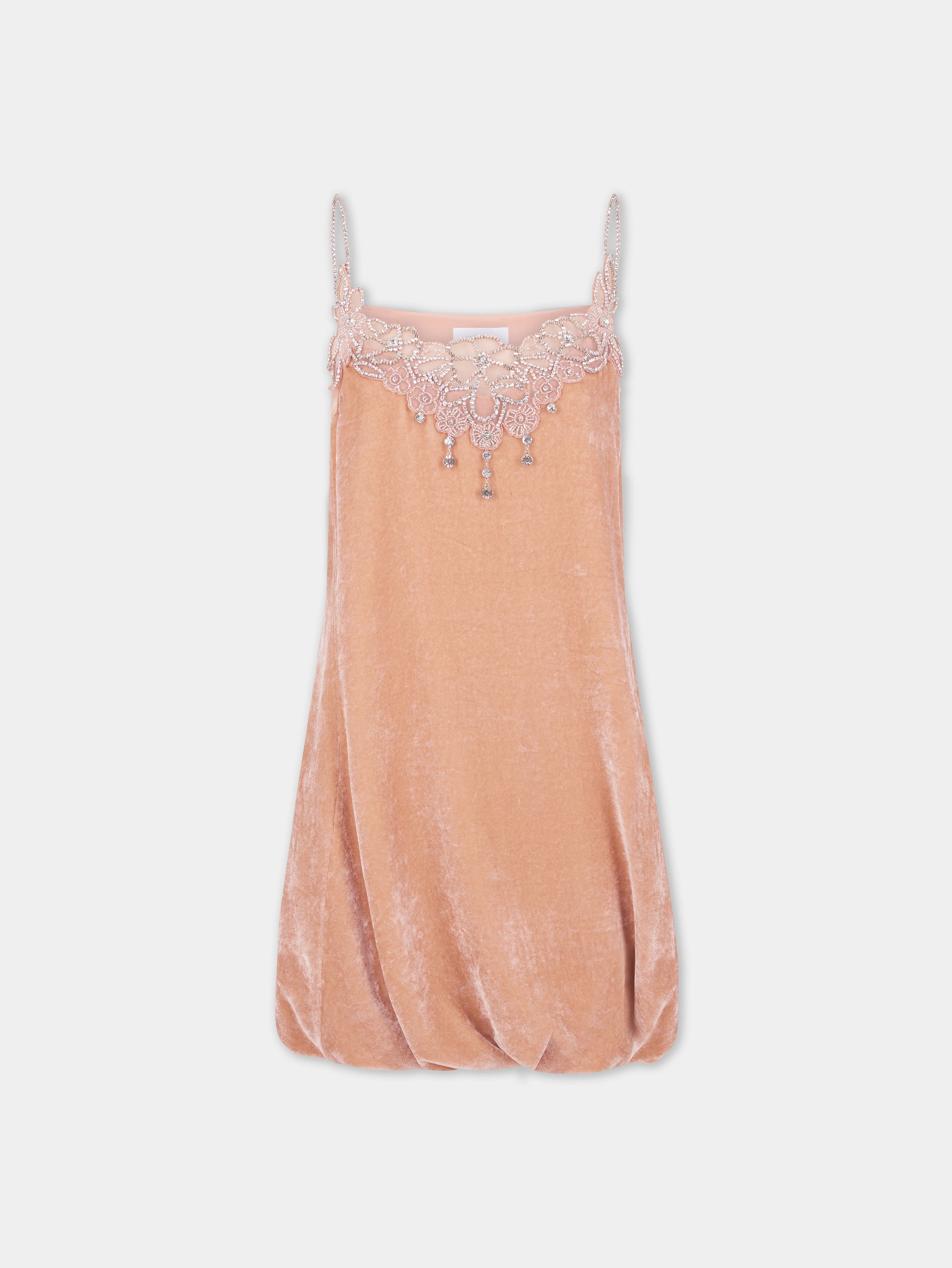 LIGHT PINK SHORT DRESS IN VELVET