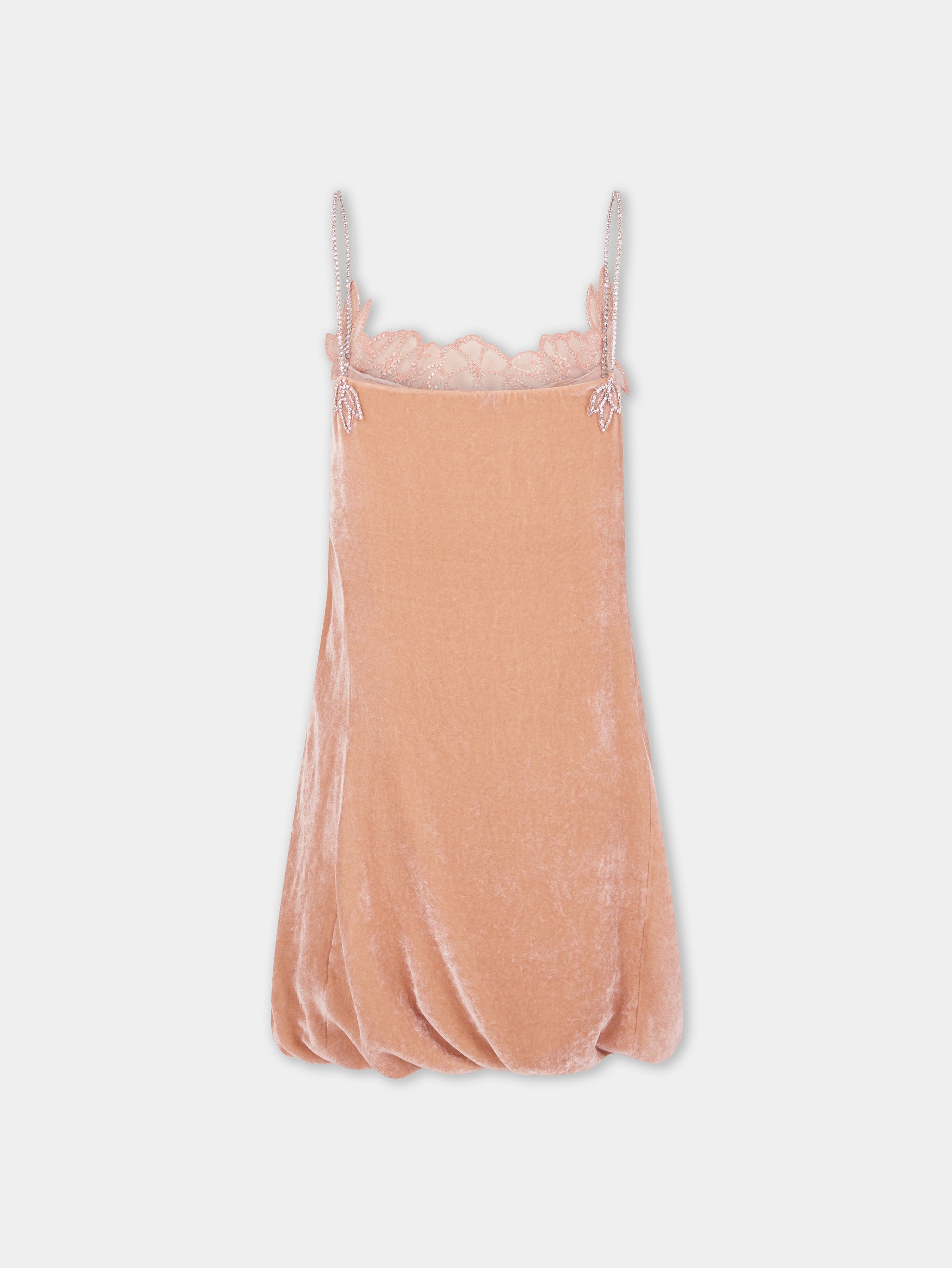 LIGHT PINK SHORT DRESS IN VELVET