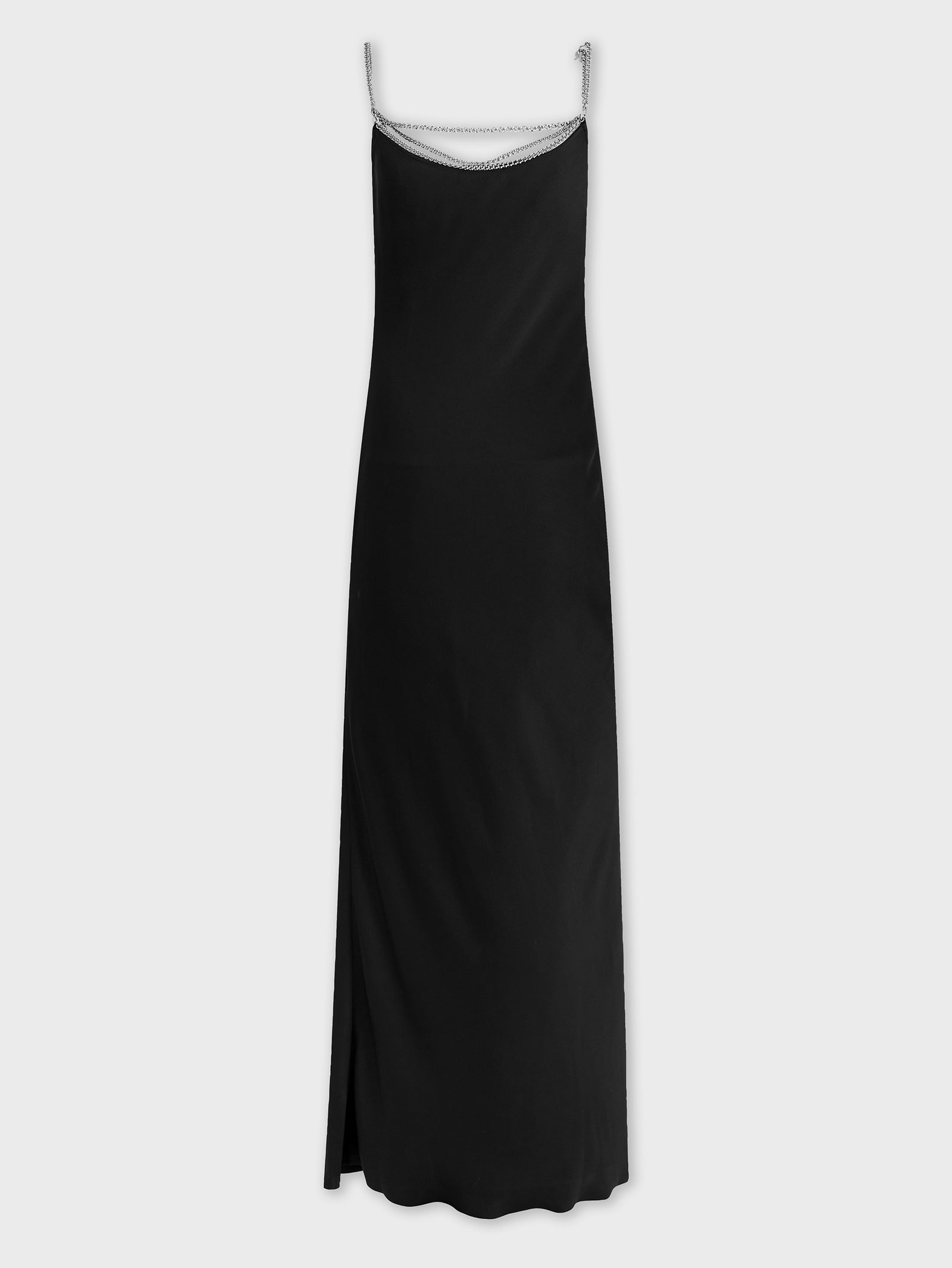 Long satin dress with chain details position 2 - Image 2