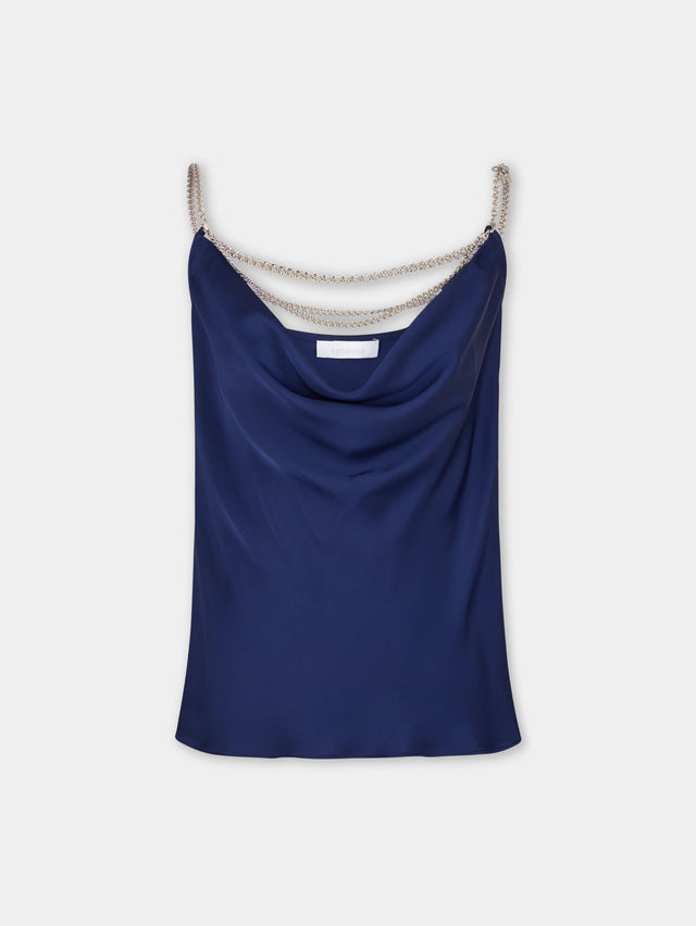 BLUE NAVY TANK TOP IN SATIN