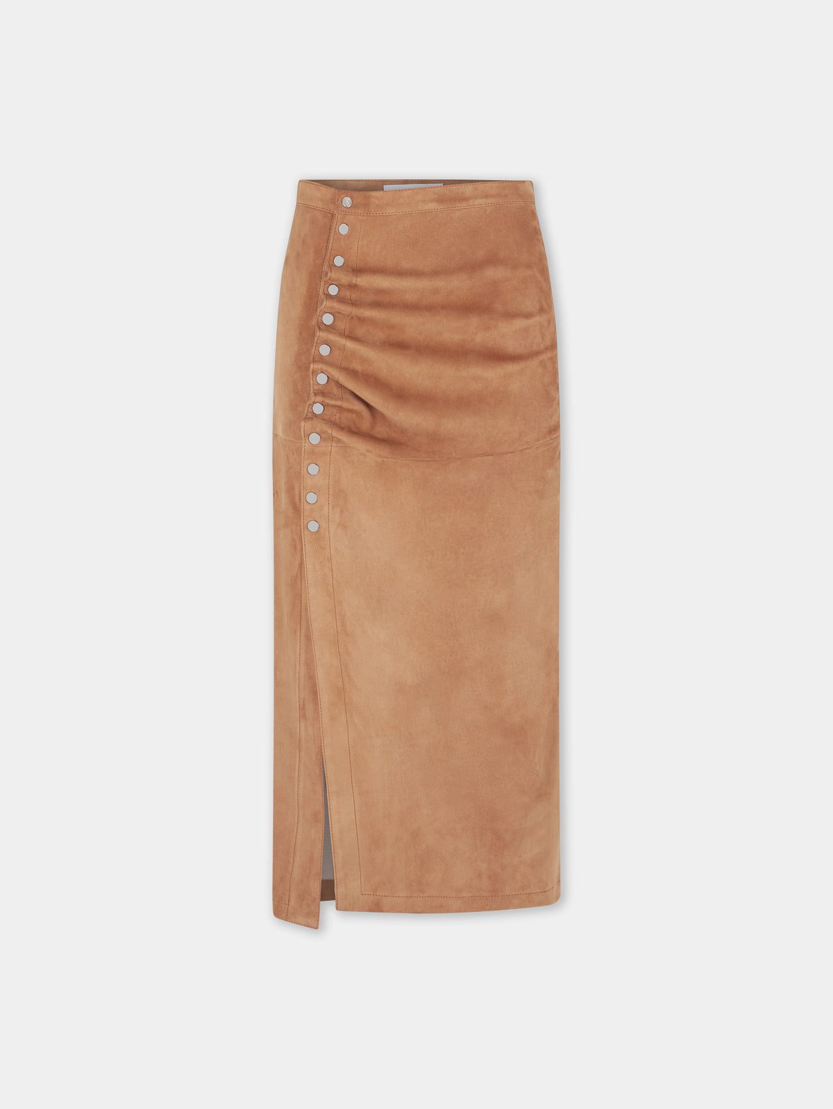 CARAMEL LONG DRAPED SKIRT IN LEATHER position 1