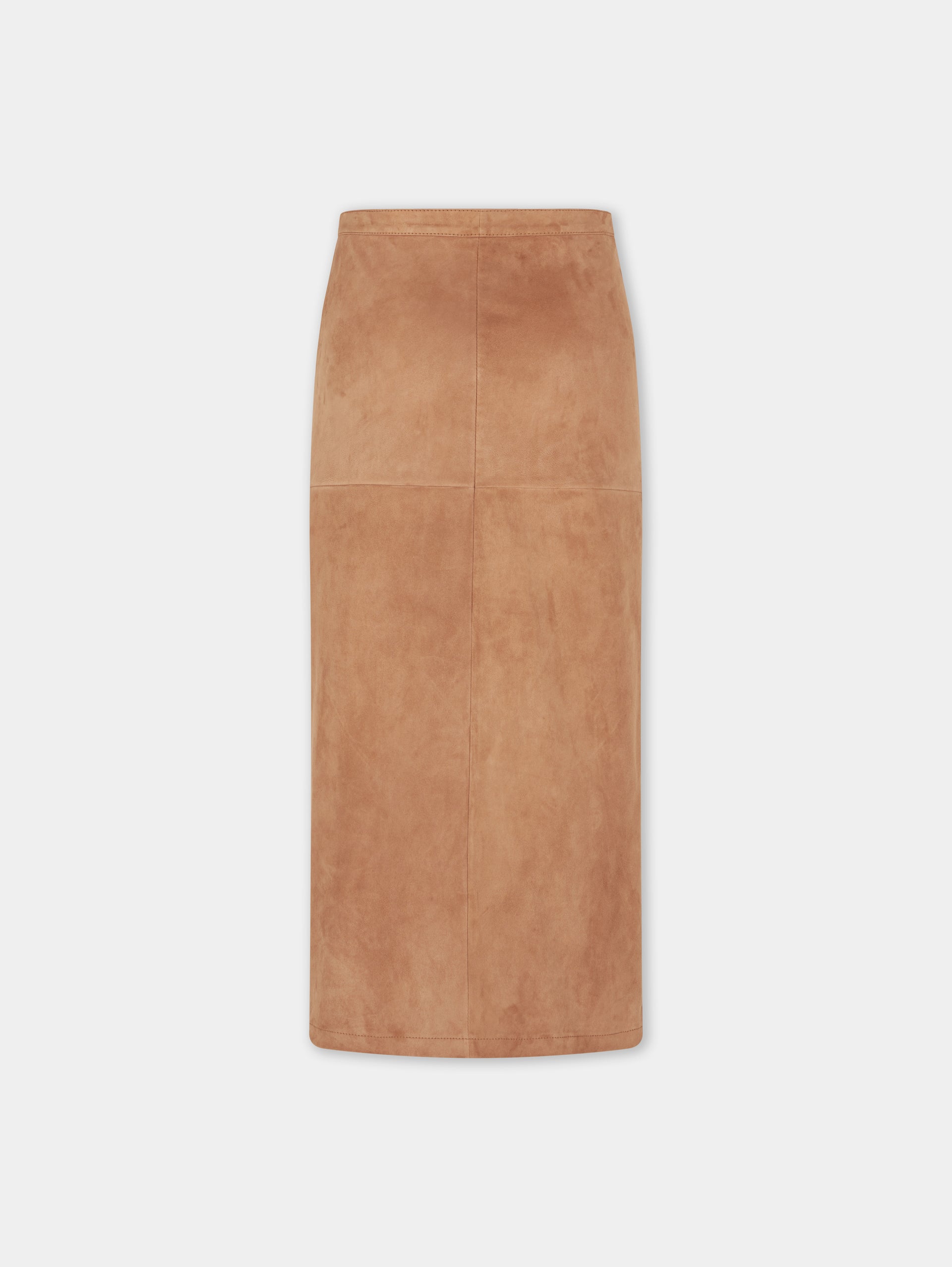 CARAMEL LONG DRAPED SKIRT IN LEATHER